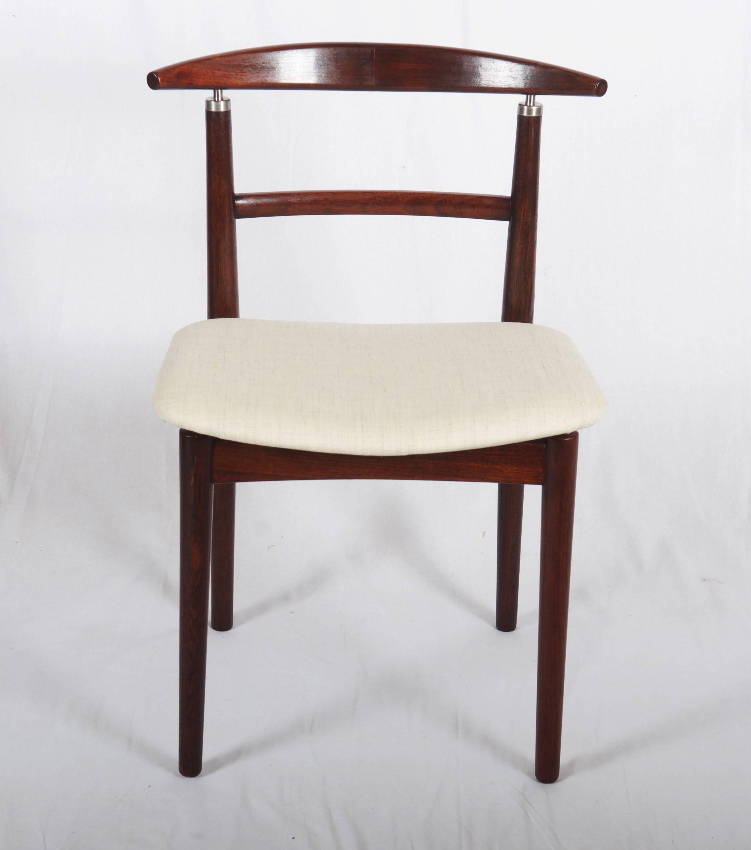 Hardwood Set of Four Danish Dining Chairs by Helge Sibast and Børge Rammeskov For Sale