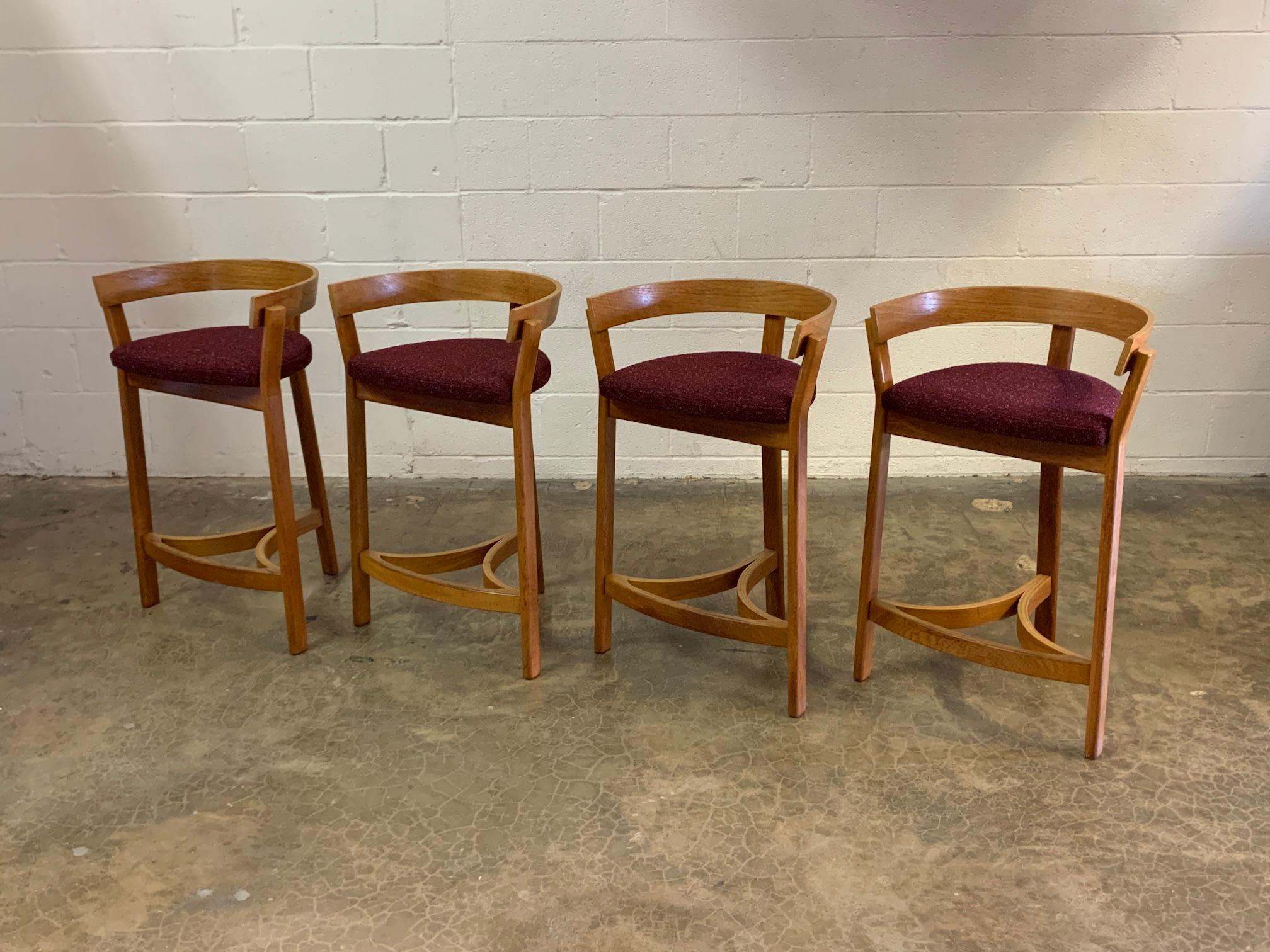 Set of Four Danish Teak Barstools 1