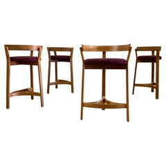 Set of Four Danish Teak Barstools