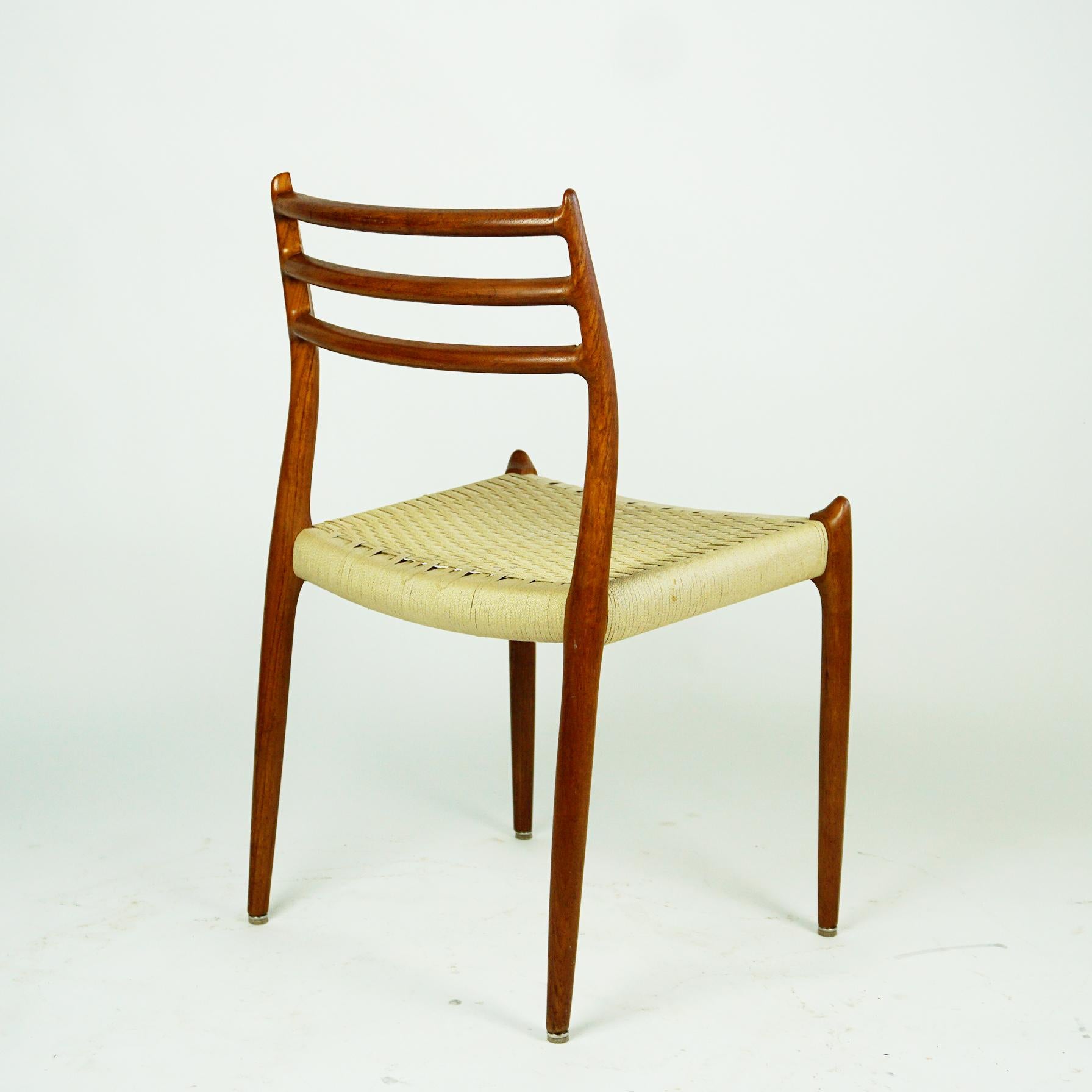 Scandinavian Modern Set of Four Danish Teak Dining Chairs Mod. 78 by Niels Otto Möller