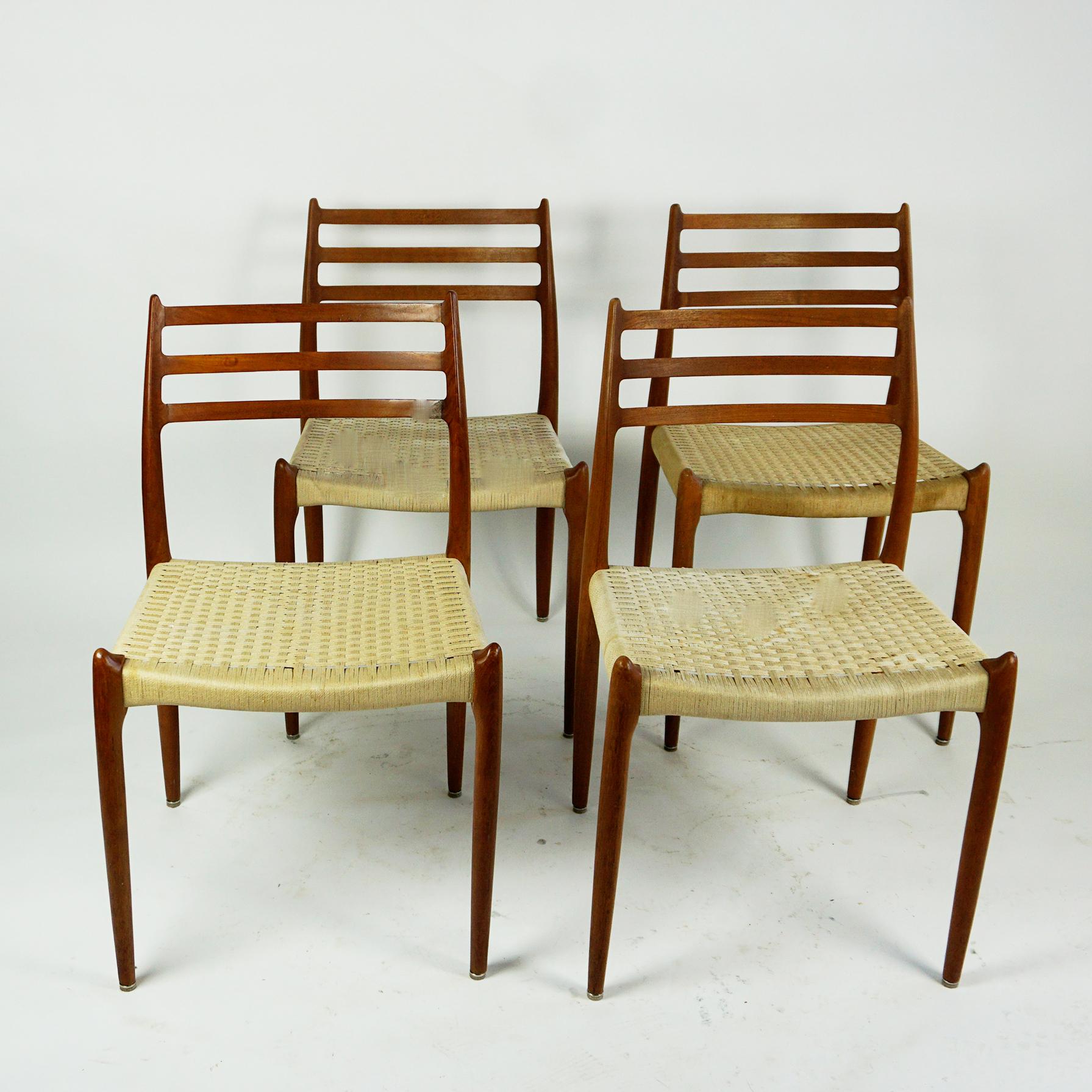 Textile Set of Four Danish Teak Dining Chairs Mod. 78 by Niels Otto Möller