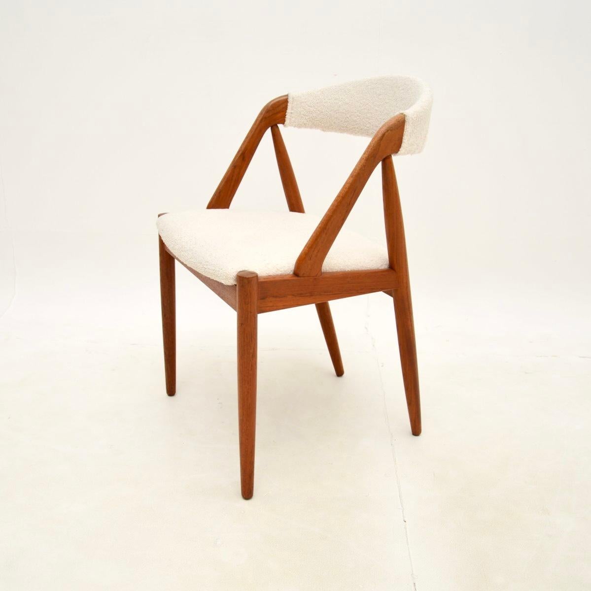 Bouclé Set of Four Danish Teak Model 31 Dining Chairs by Kai Kristiansen For Sale