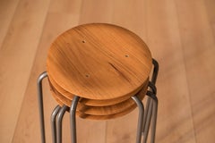 Set of Four Danish Teak Round Stacking Stools