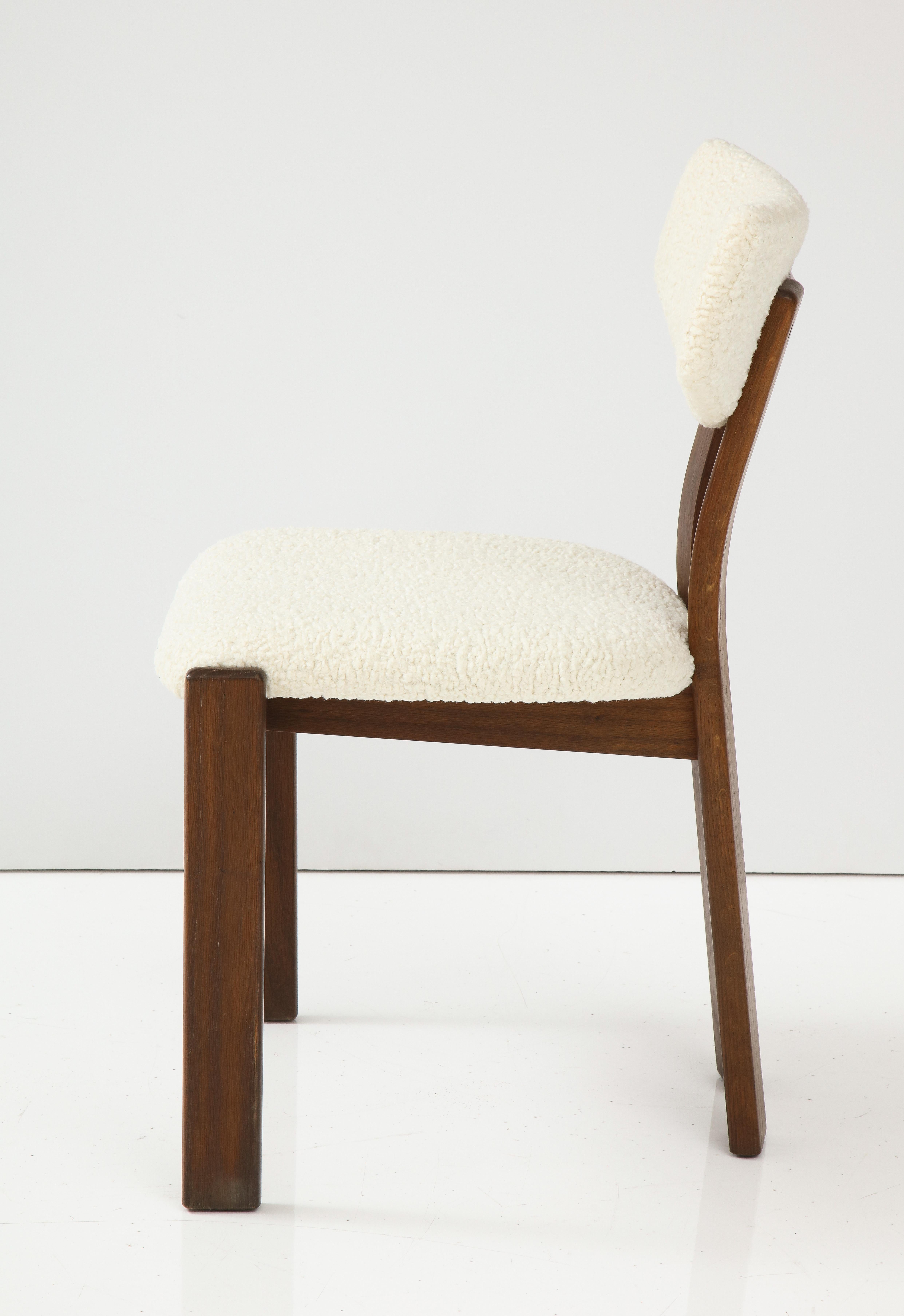 Set of Four Danish Teak Sculpted Upholstered Dining Chairs, Denmark circa 1950 3