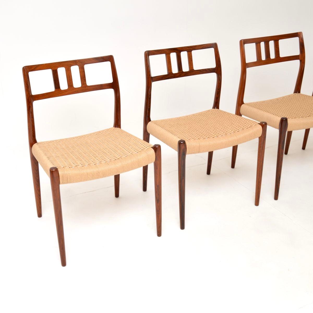 Danese Set of Four Danish Vintage Model 79 Chairs by Niels Moller in vendita