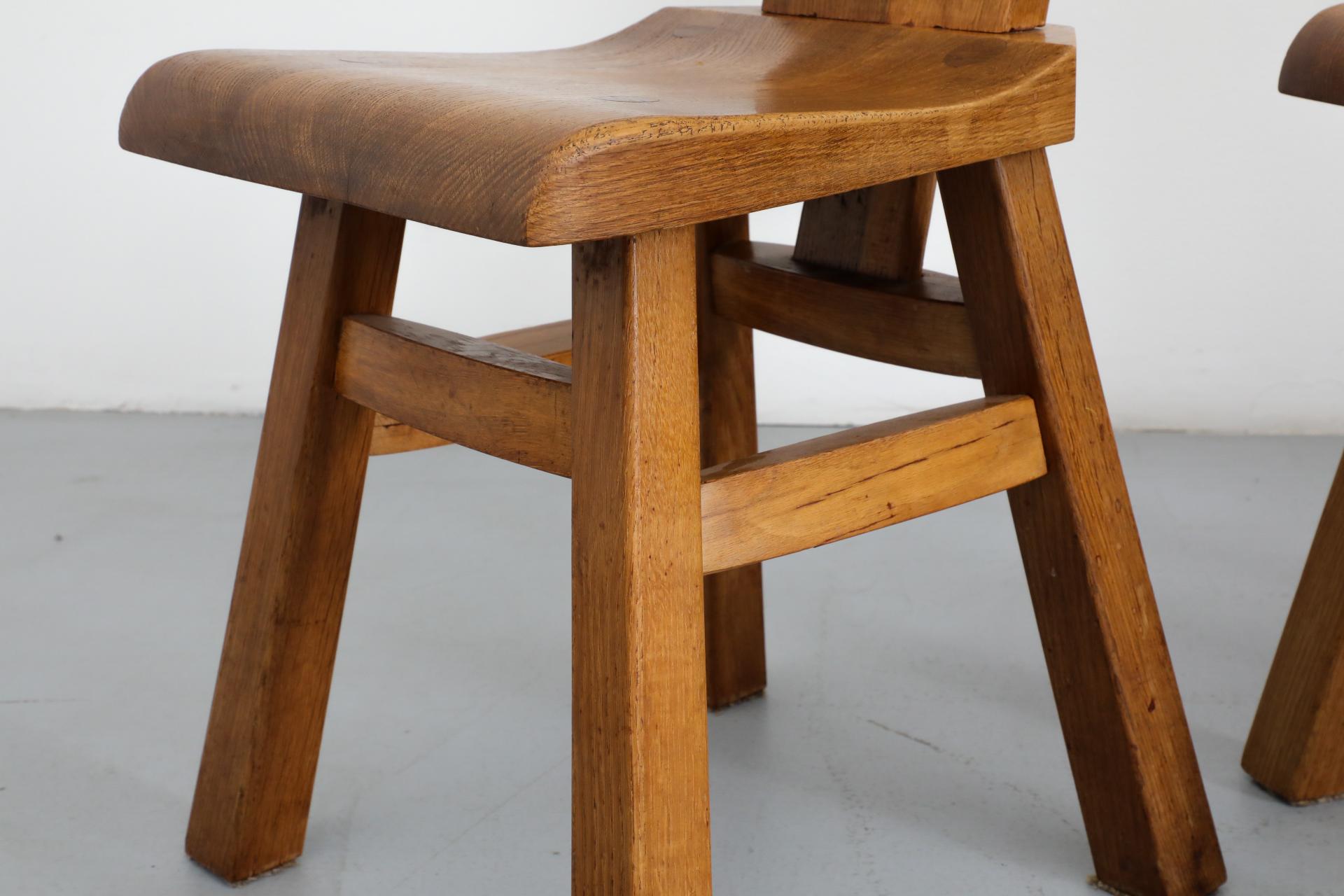 Set di quattro sedie da pranzo in stile brutalista De Puydt con schienale alto in Oak in vendita 3