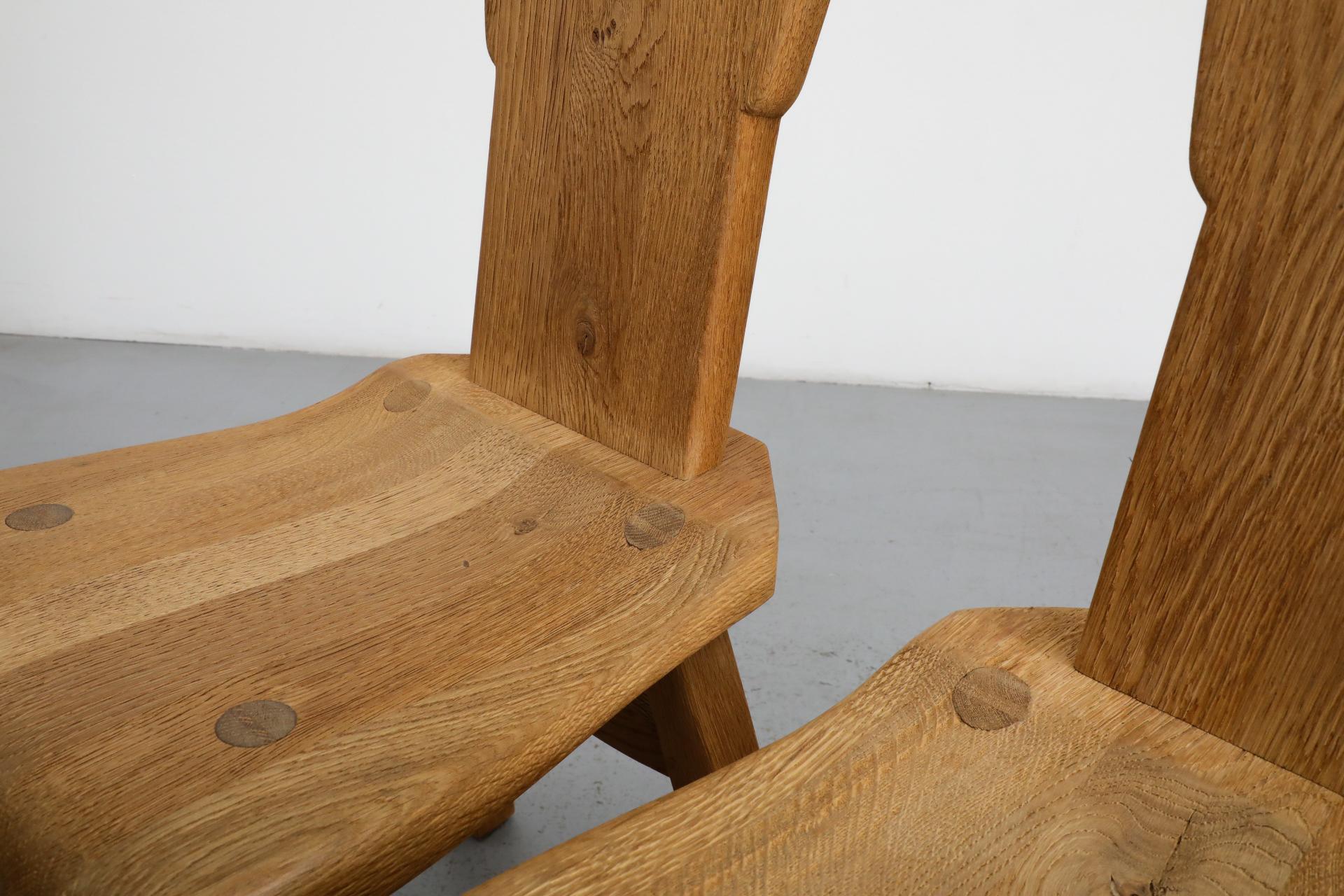 Set di quattro sedie da pranzo in stile brutalista De Puydt con schienale alto in Oak in vendita 3