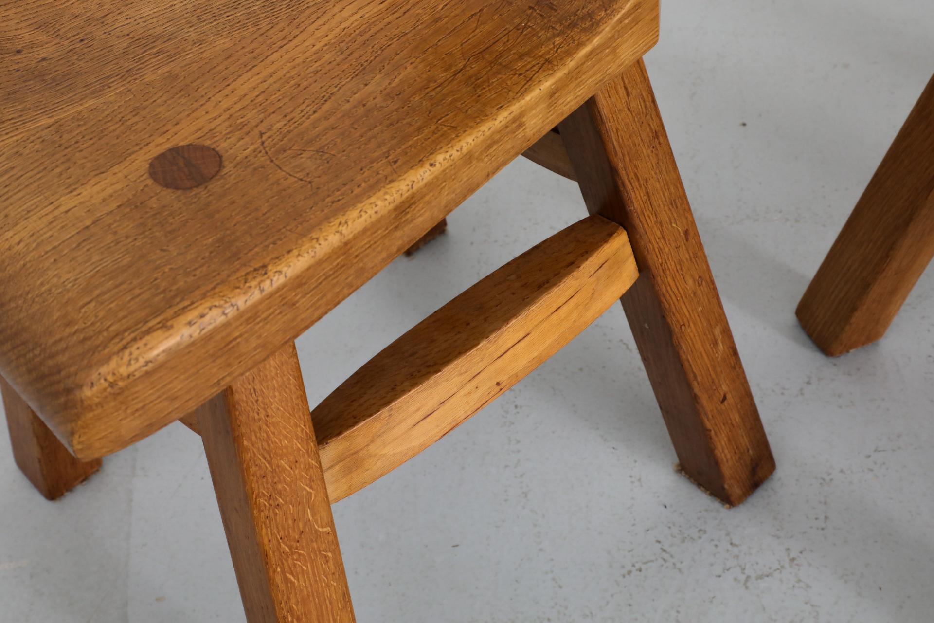 Set di quattro sedie da pranzo in stile brutalista De Puydt con schienale alto in Oak in vendita 4