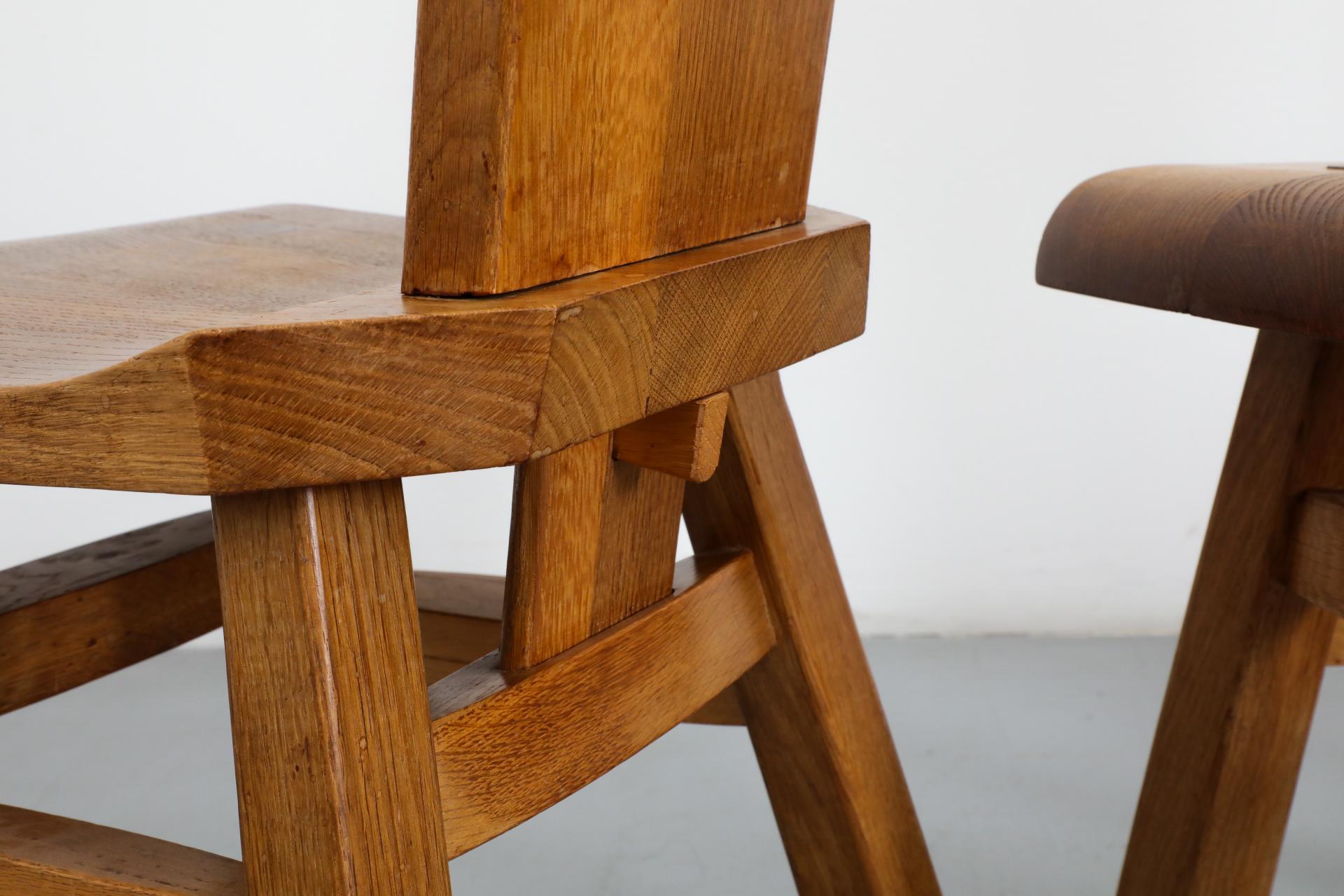 Set di quattro sedie da pranzo in stile brutalista De Puydt con schienale alto in Oak in vendita 5