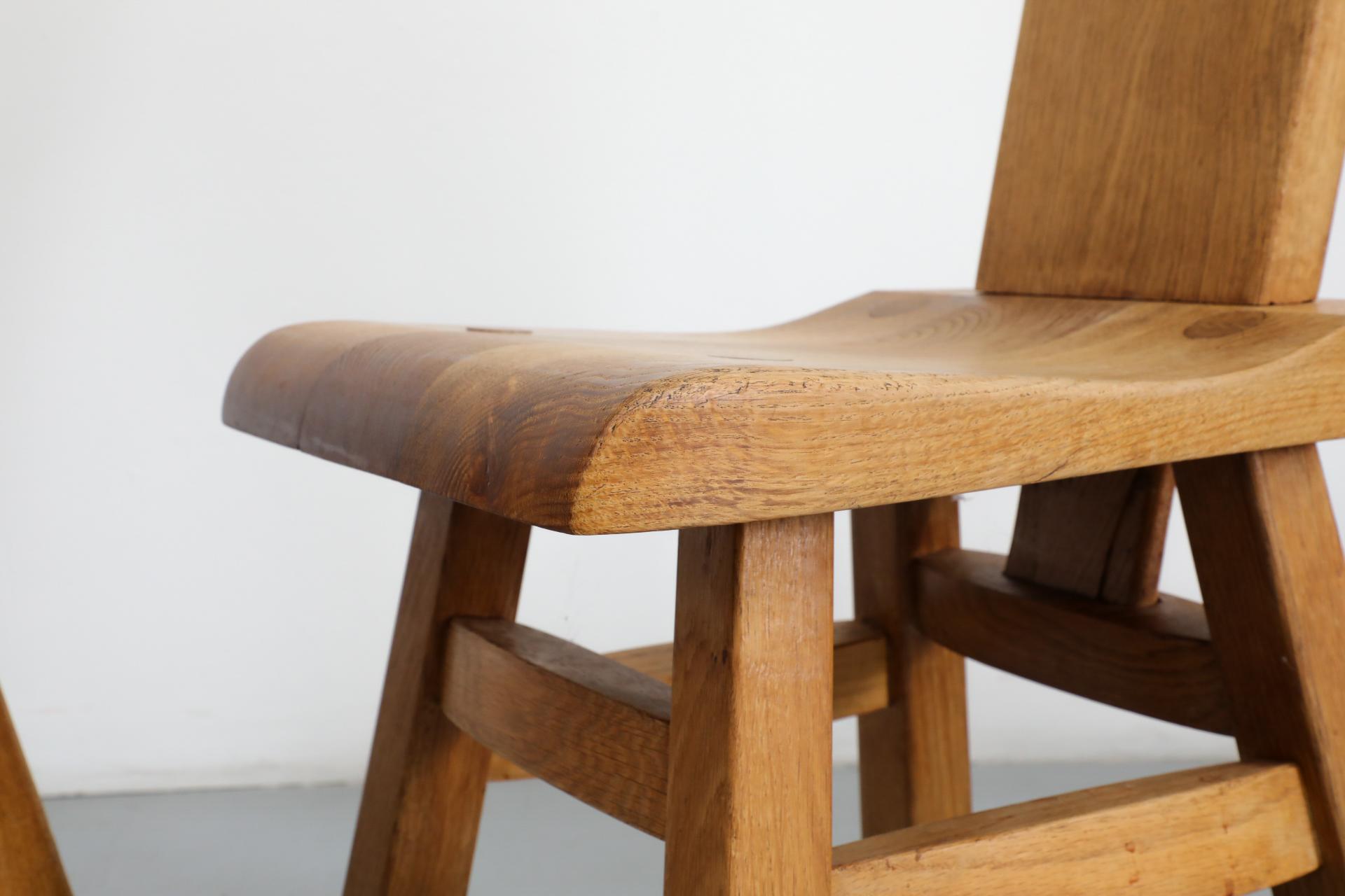 Set di quattro sedie da pranzo in stile brutalista De Puydt con schienale alto in Oak in vendita 6