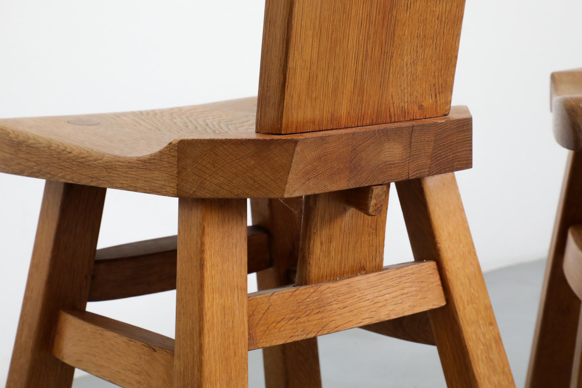 Set di quattro sedie da pranzo in stile brutalista De Puydt con schienale alto in Oak in vendita 7