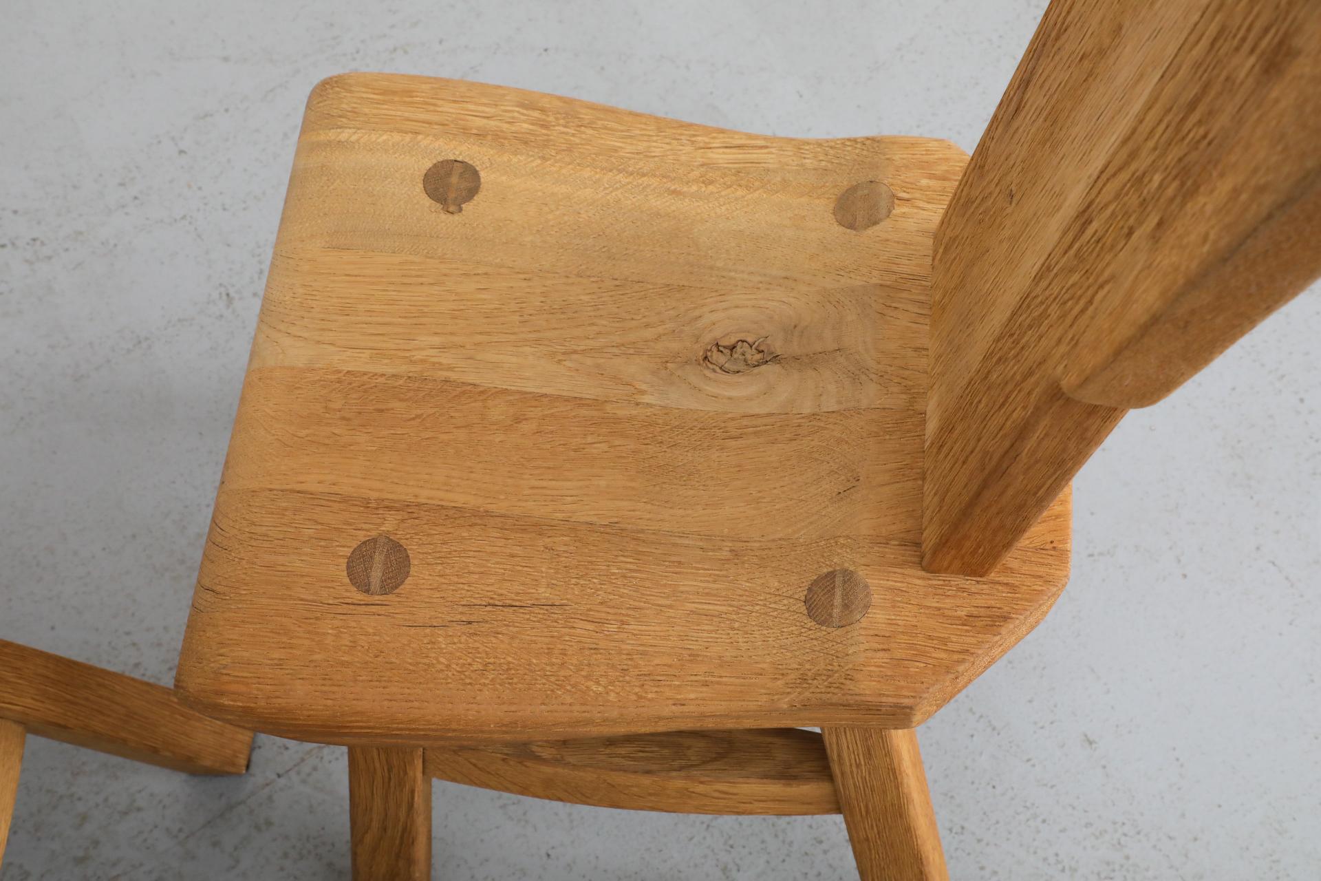 Set di quattro sedie da pranzo in stile brutalista De Puydt con schienale alto in Oak in vendita 7