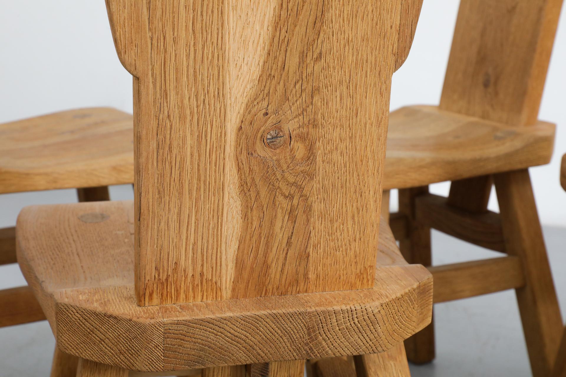 Set di quattro sedie da pranzo in stile brutalista De Puydt con schienale alto in Oak in vendita 11