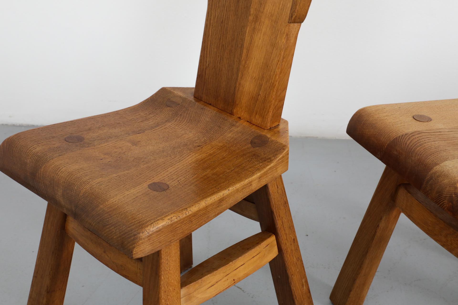 Set di quattro sedie da pranzo in stile brutalista De Puydt con schienale alto in Oak in vendita 2