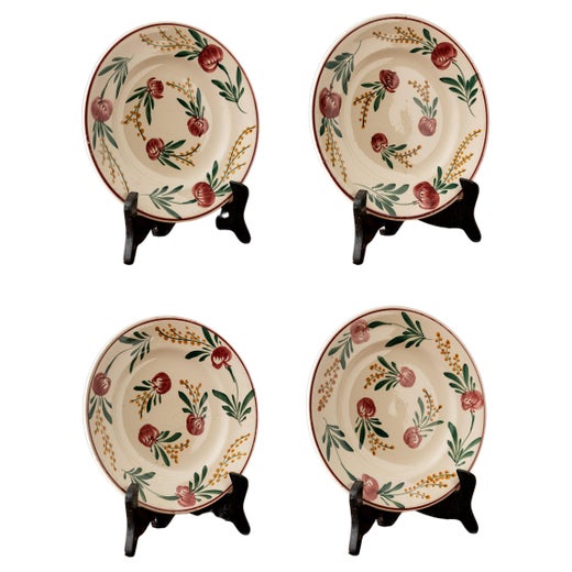 Vintage French 1900s ceramica Longwy Set of 7 dinner plates