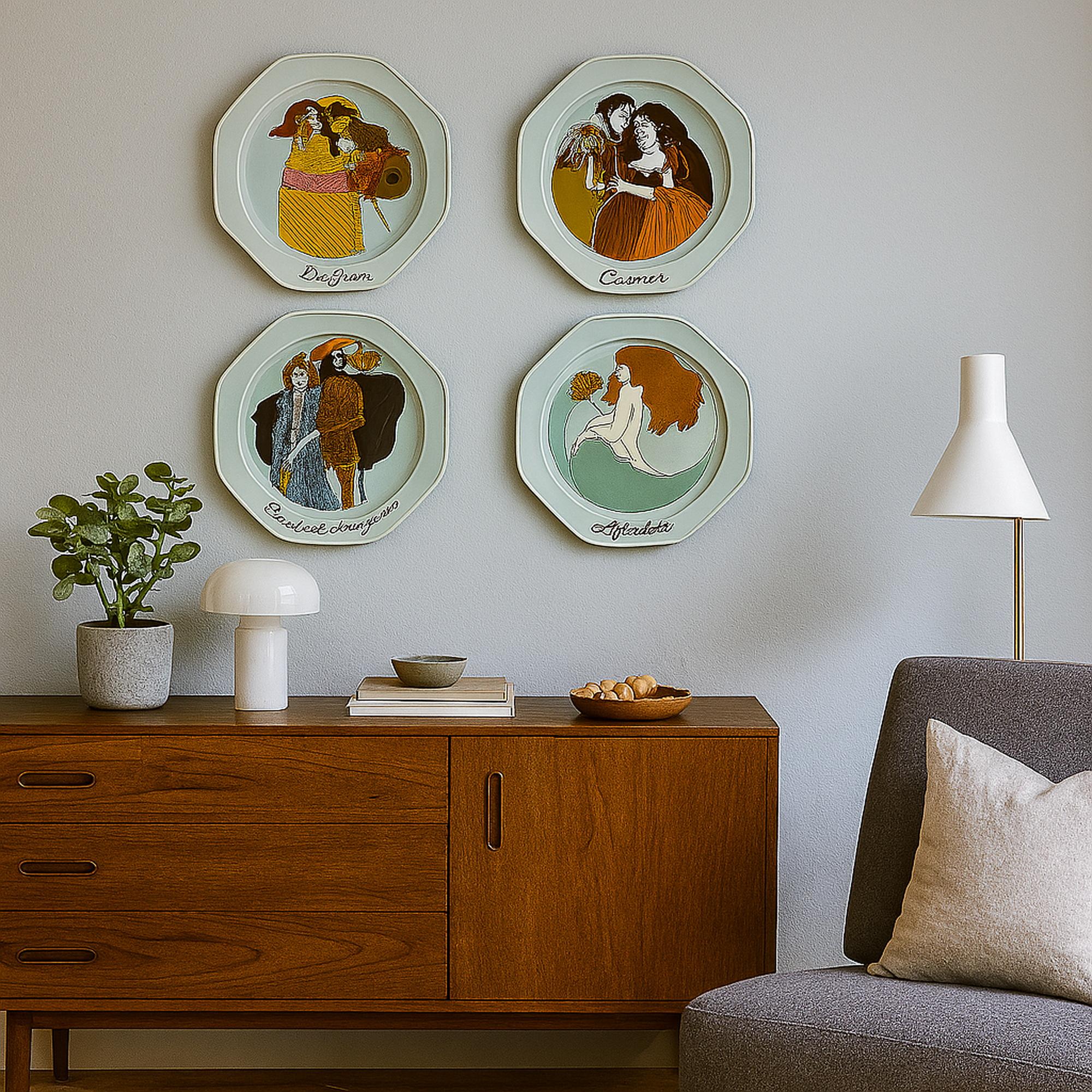 Set of Four Decorative Plates by Åke Arenhill for Höganäs Keramik, Sweden, 1960s For Sale 4