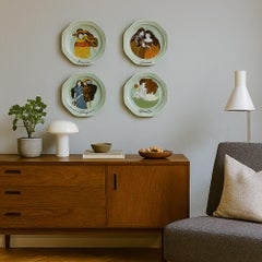 Ensemble de quatre assiettes décoratives par Åke Arenhill pour Höganäs Keramik, Suède, années 1960