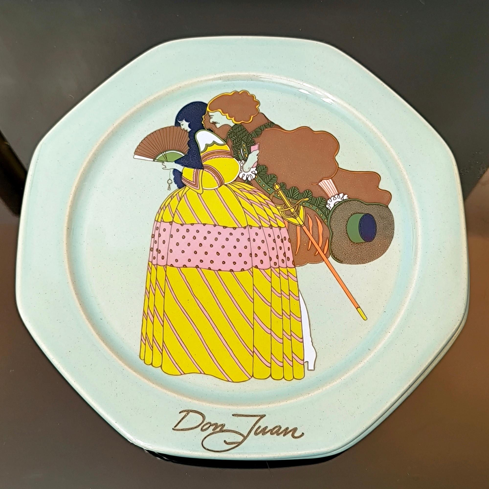 Mid-Century Modern Set of Four Decorative Plates by Åke Arenhill for Höganäs Keramik, Sweden, 1960s For Sale