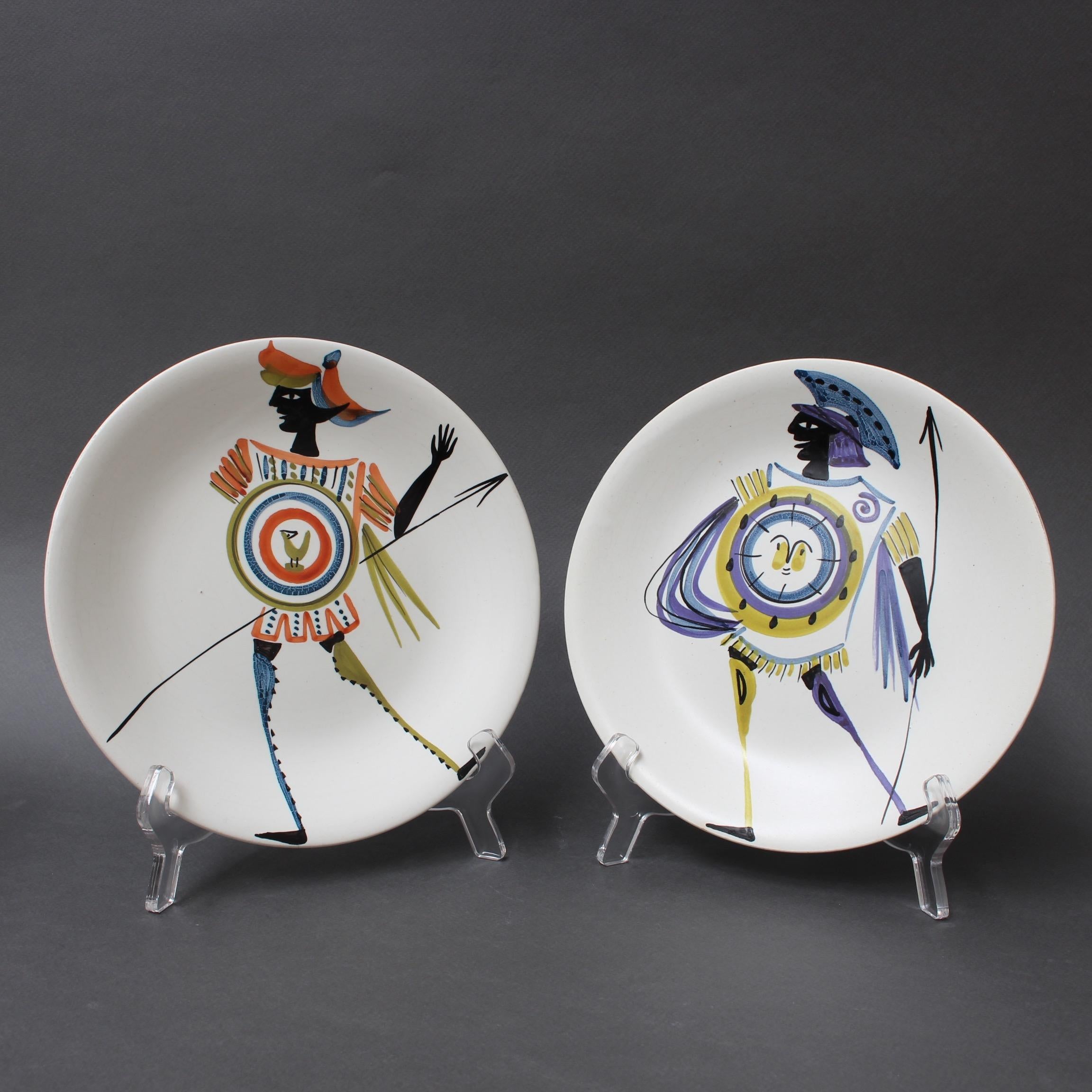 Ceramic Set of Four Decorative Plates by Roger Capron, circa 1950s