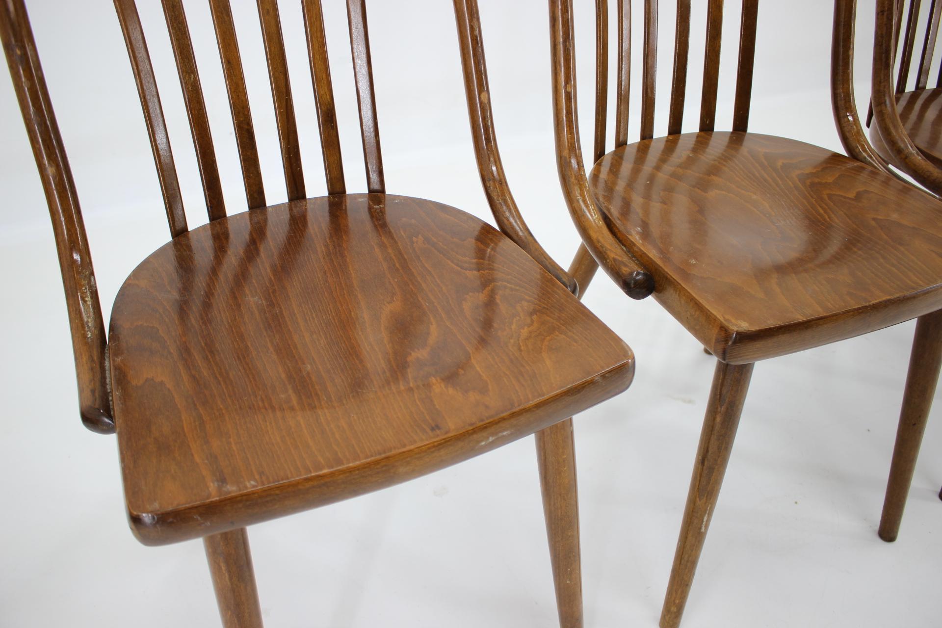 Mid-Century Modern Set of Four Design Antonin Suman Dining Chairs, Czechoslovakia, 1960s For Sale
