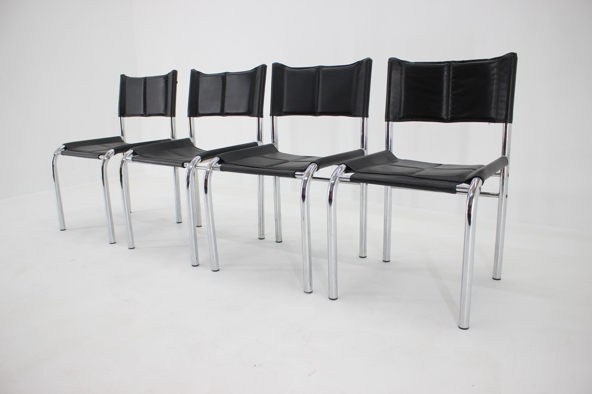 Mid-Century Modern Set of Four Design Chrome Dining Chairs by Viliam Chlebo, Czechoslovakia, 1980s For Sale