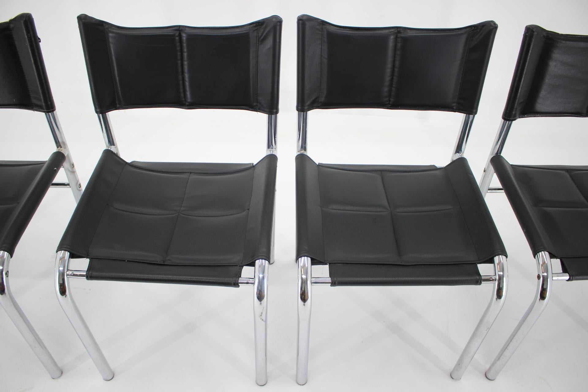 Set of Four Design Chrome Dining Chairs by Viliam Chlebo, Czechoslovakia, 1980s In Good Condition For Sale In Praha, CZ