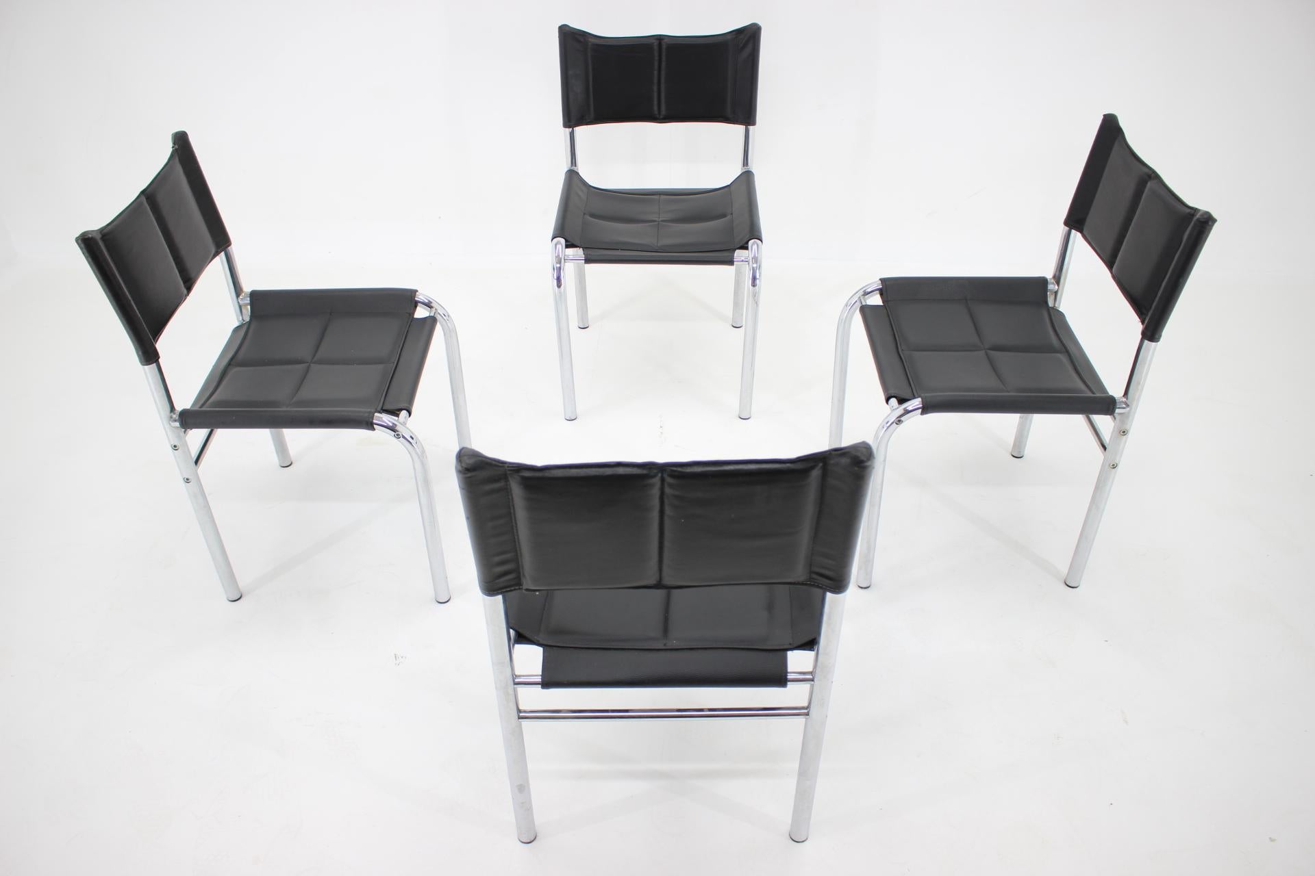 Late 20th Century Set of Four Design Chrome Dining Chairs by Viliam Chlebo, Czechoslovakia, 1980s For Sale