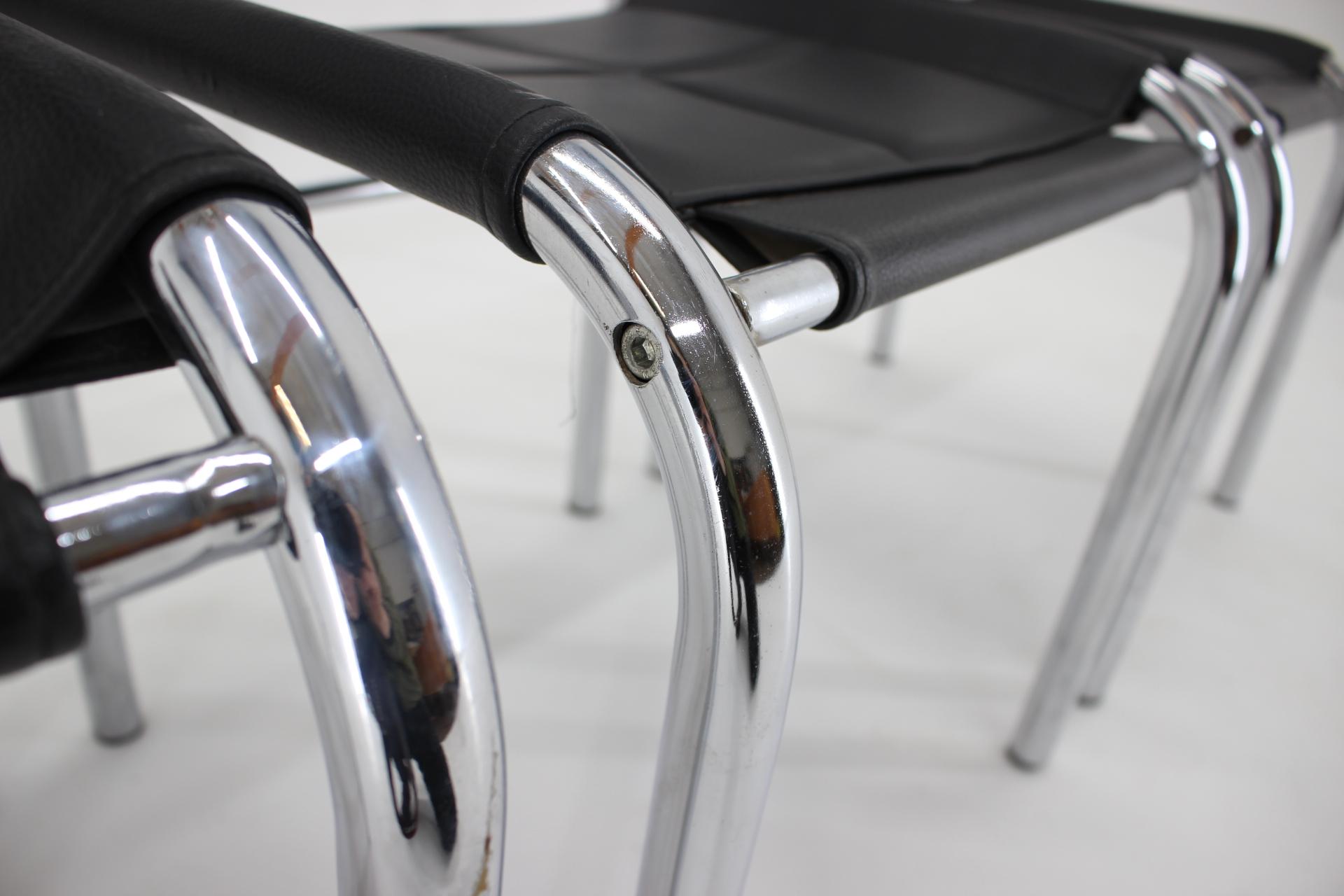 Set of Four Design Chrome Dining Chairs by Viliam Chlebo, Czechoslovakia, 1980s For Sale 2