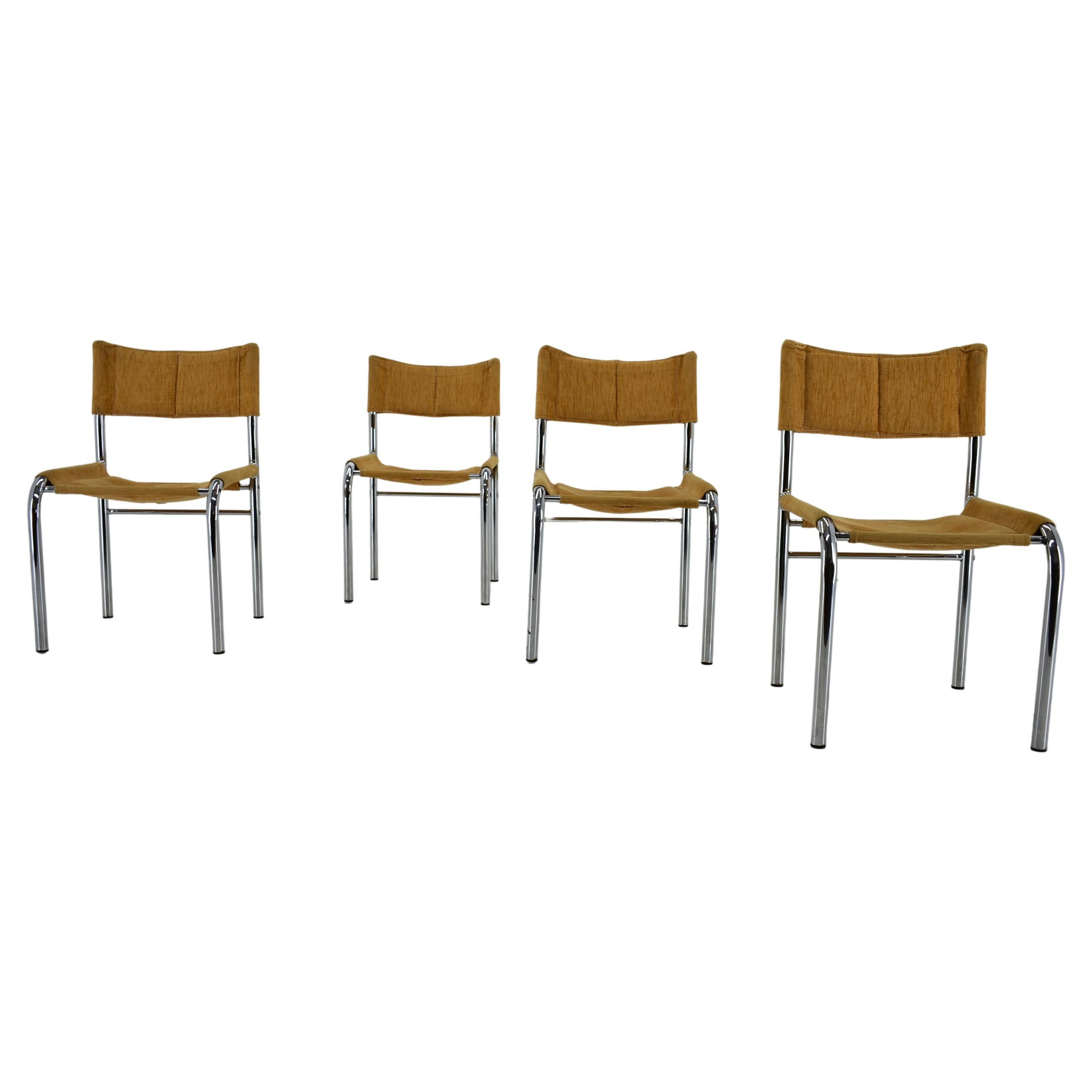 Set of Four Design Chrome Dining Chairs by Viliam Chlebo, Czechoslovakia, 1980s