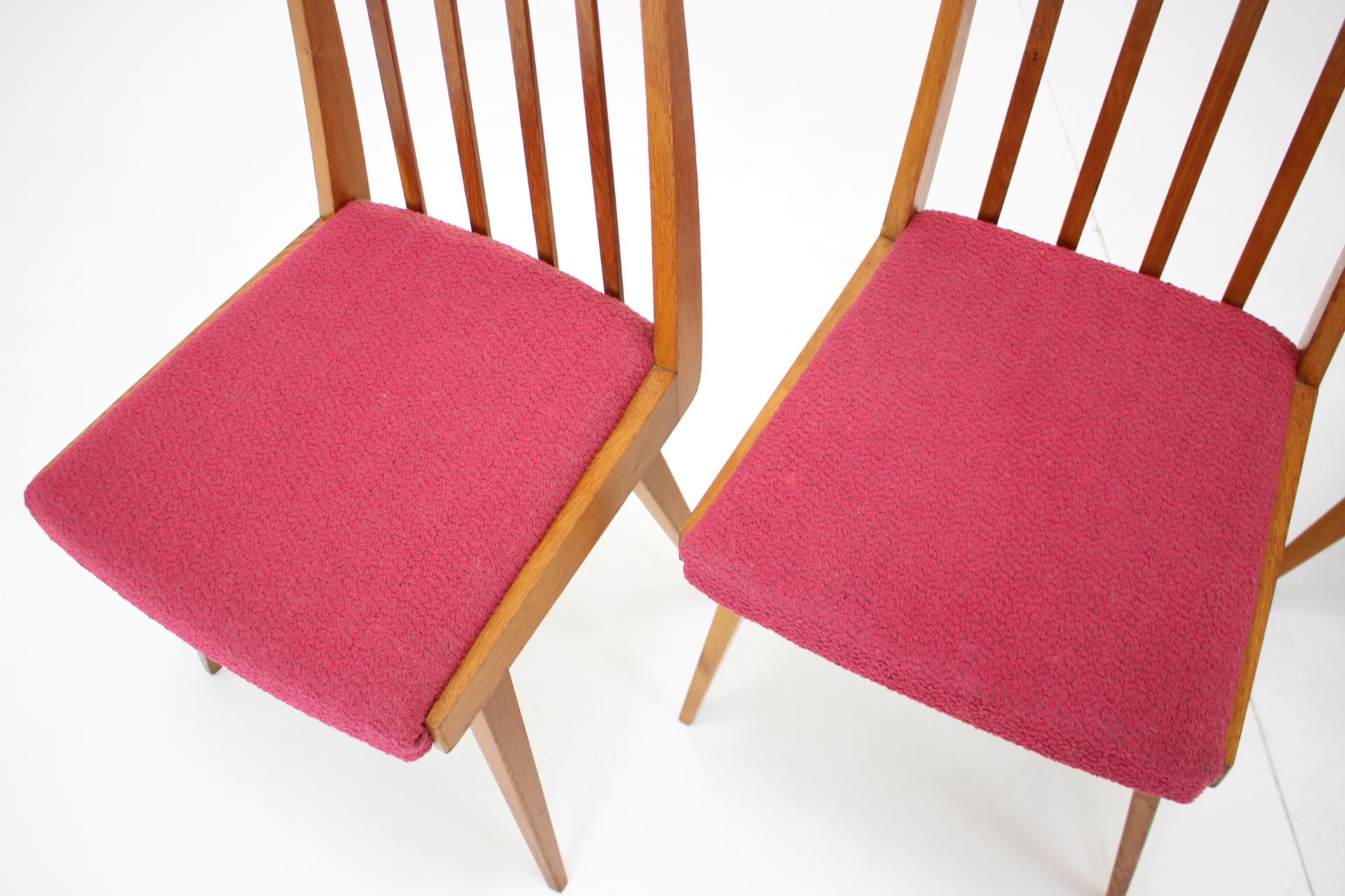 Czech Set of Four Design Dining Chairs, 1960's For Sale