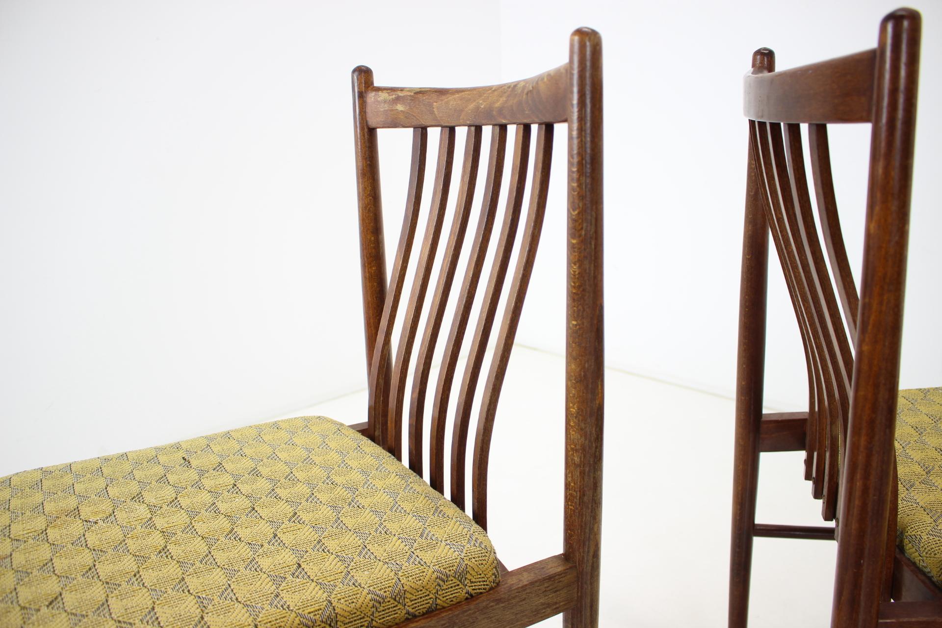 Wood Set of Four Design Dining Chairs, 1970's For Sale