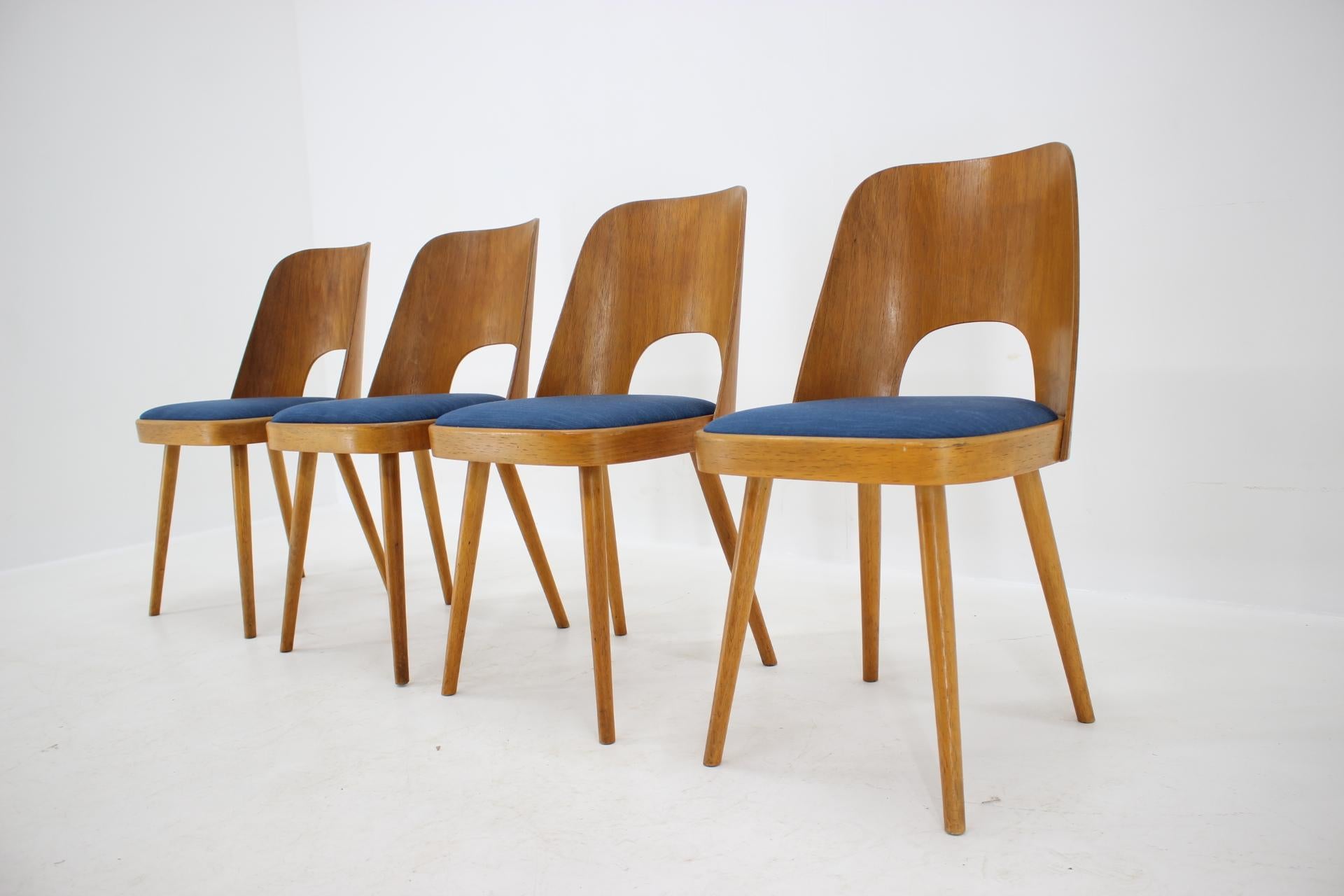 - Czechoslovakia, 1960s
- Design: Oswald Haerdtl
- All renovated, new upholstery
- Labeled by manufacturer.