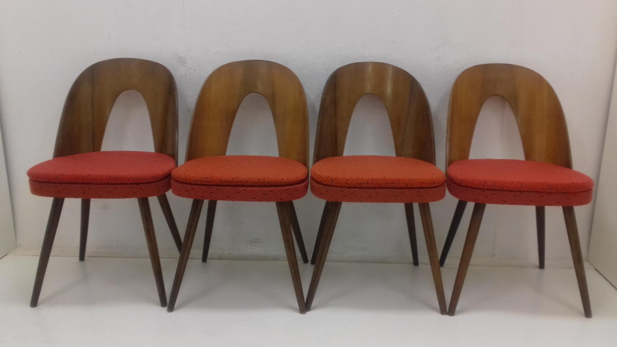 Fabric Set of Four Design Dining Chairs Designed by Antonín Šuman, 1960s For Sale
