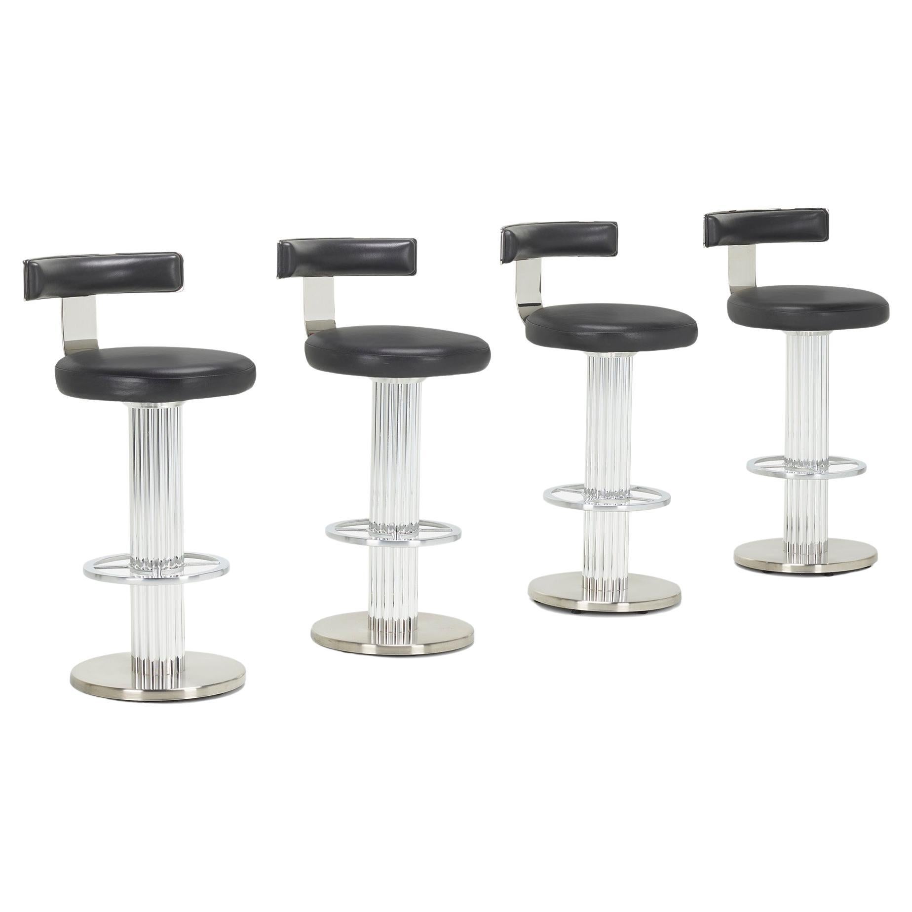 Polish Aluminum and Leather Swivel Barstool by Design For Leisure For ...