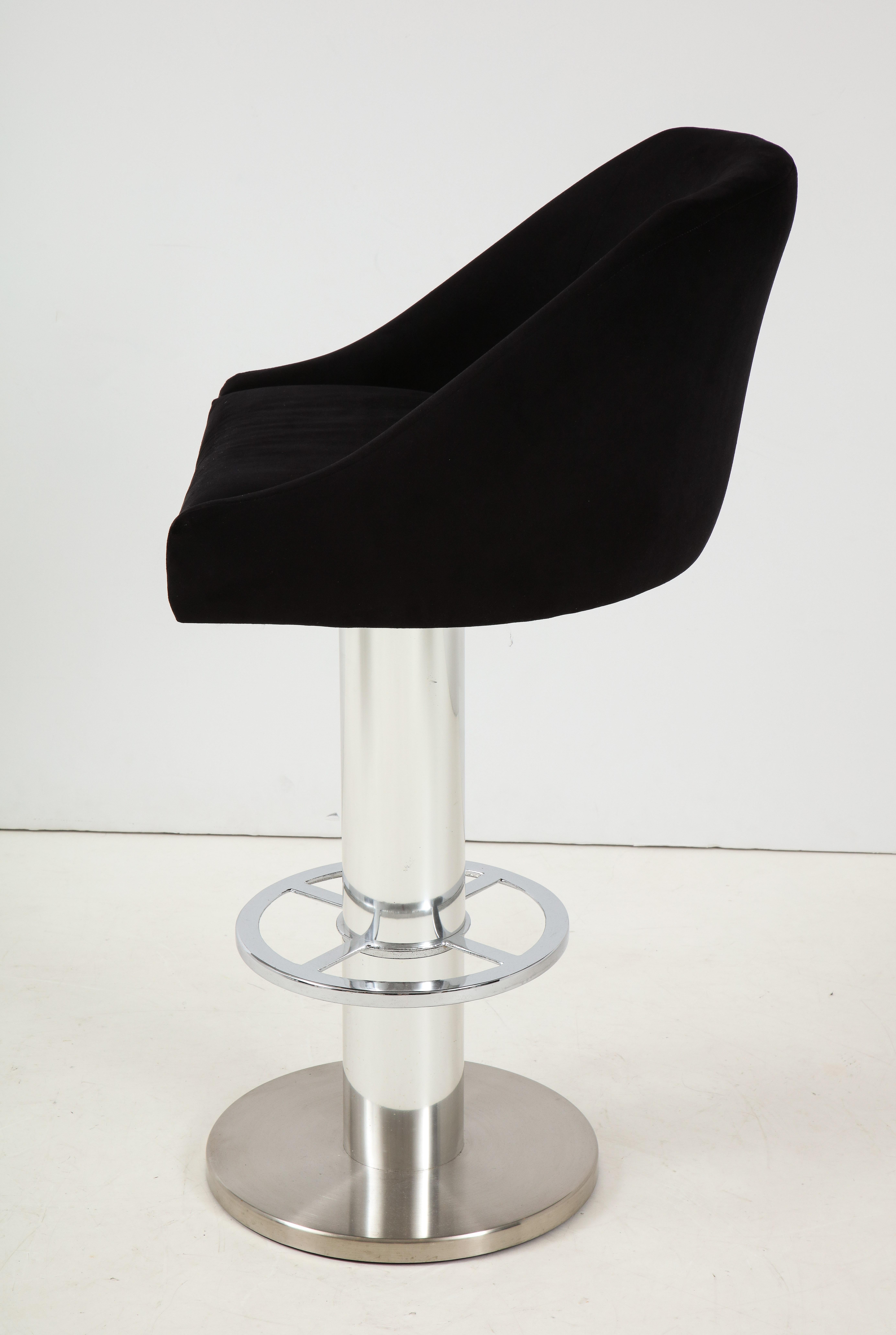Late 20th Century Set of Four Design For Leisure Barstools in Chrome and Ultrasuede For Sale