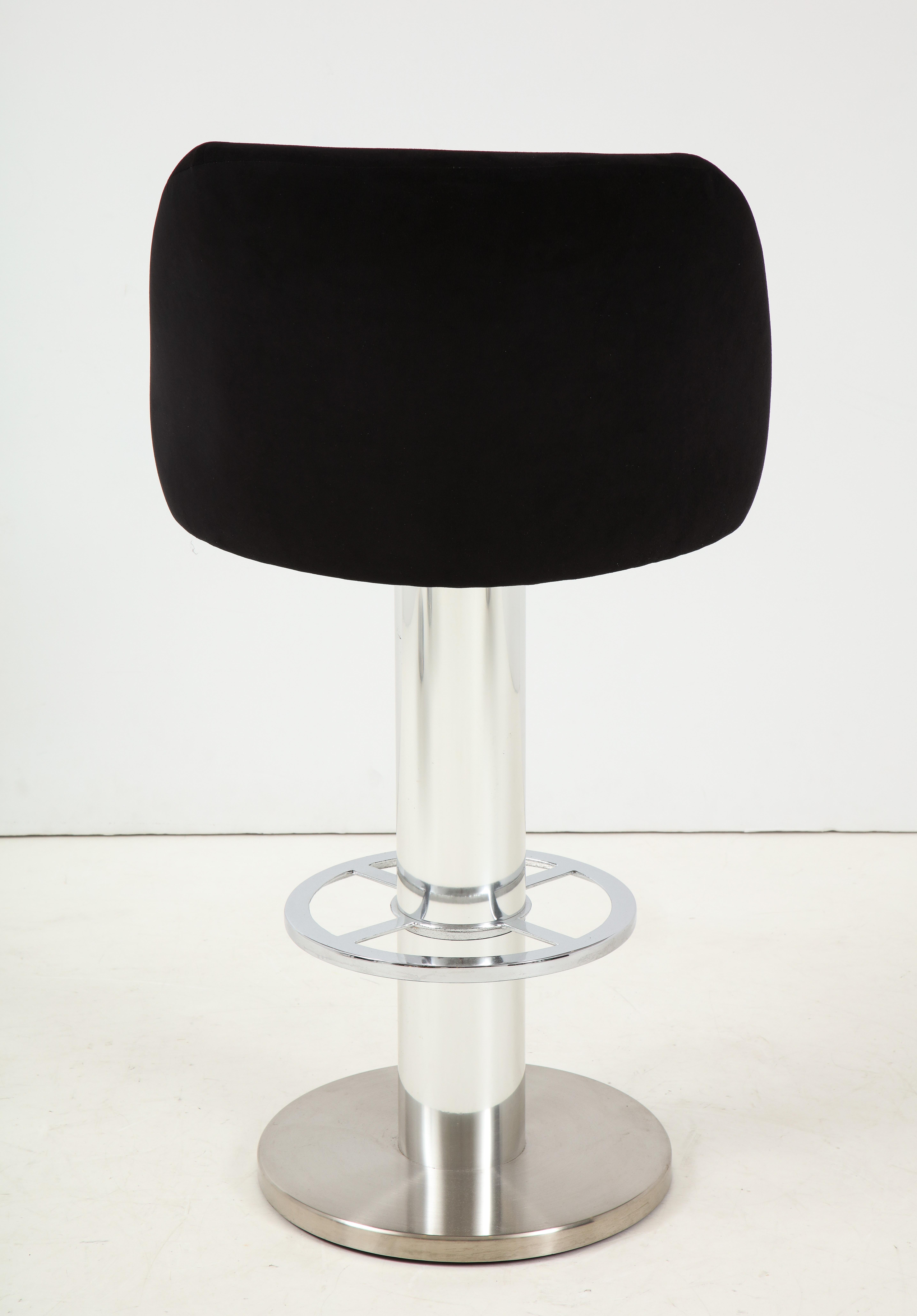 Set of Four Design For Leisure Barstools in Chrome and Ultrasuede For Sale 2