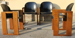 Ensemble de quatre chaises en cuir noir « Logo » de Tobia Scarpa pour B&B, Italie, années 70