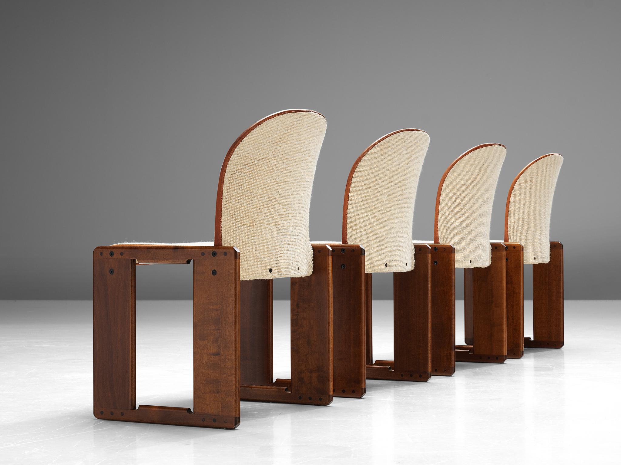 Italian Set of Four 'Dialogo' Chairs in Ivory Upholstery by Afra & Tobia Scarpa