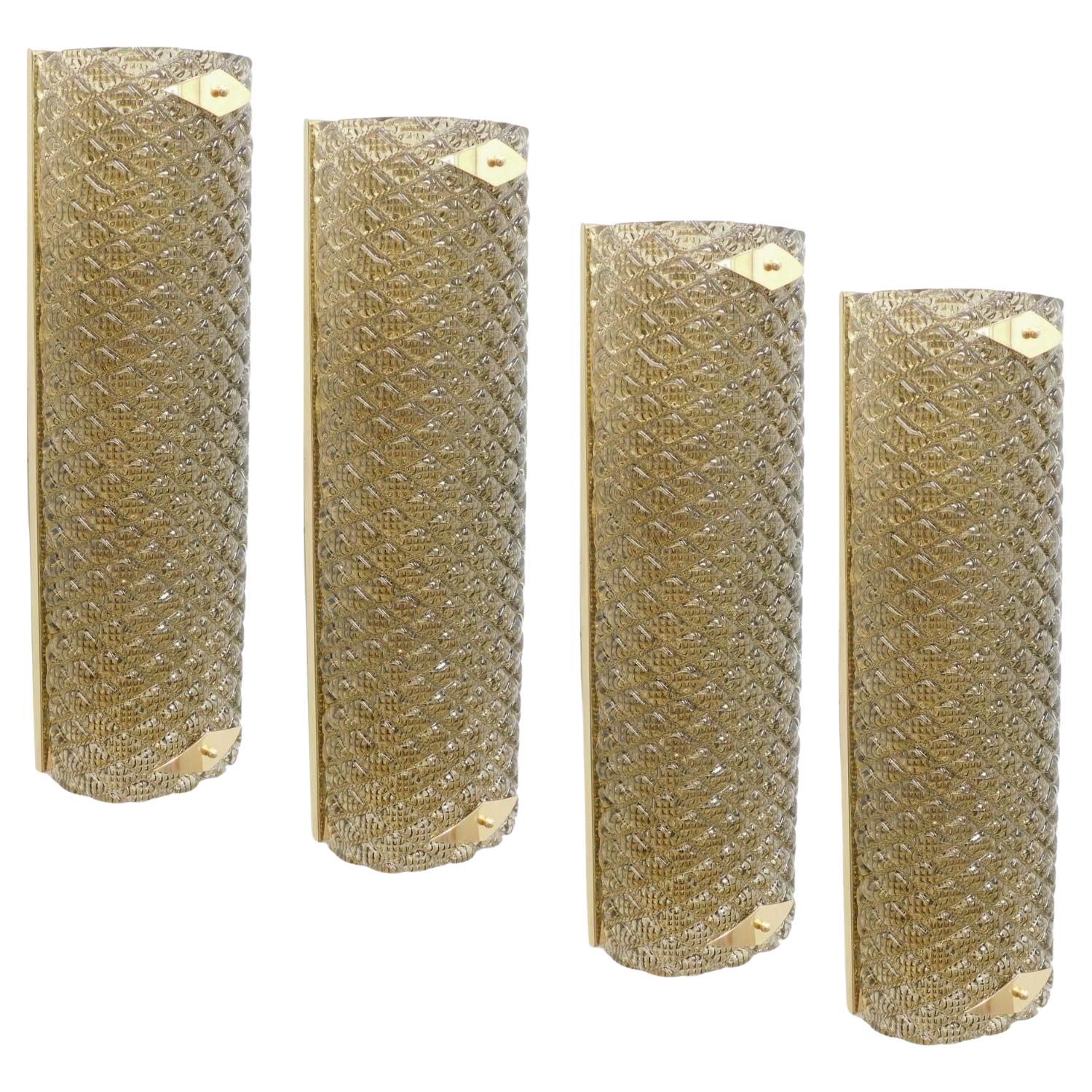 Set von vier Diamant-Murano-Wandleuchtern / Hergestellt in Italien, 1970er Jahre
