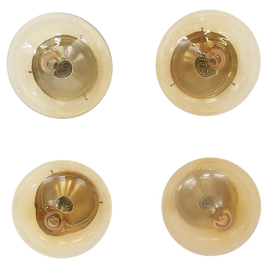 Set of four Dijkstra glass wall or ceiling lights “Drop” The Netherlands, 1960's For Sale