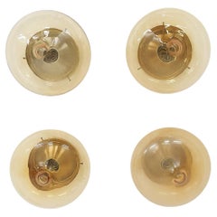 Set of four Dijkstra glass wall or ceiling lights “Drop” The Netherlands, 1960's