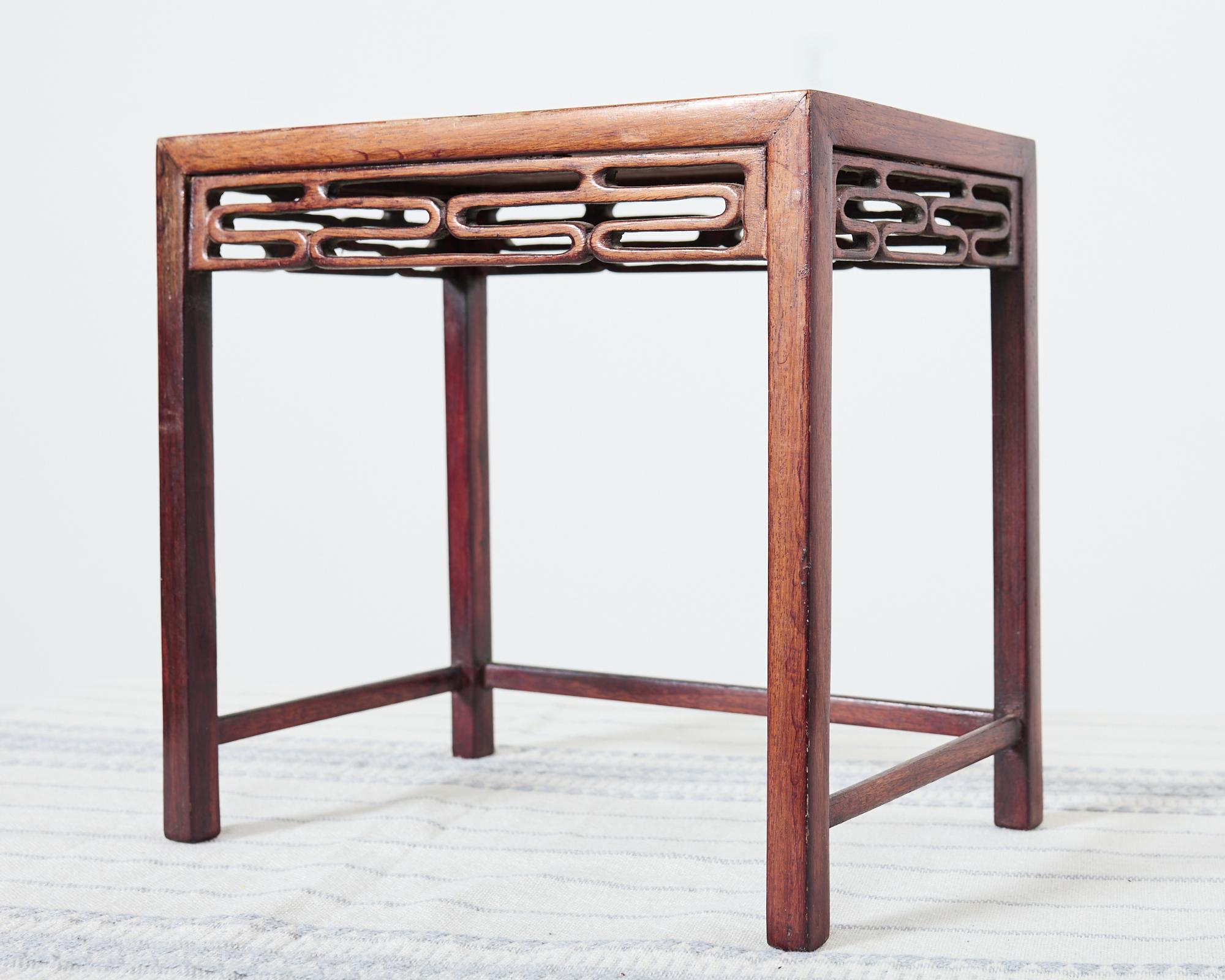 Set of Four Diminutive Chinese Export Hardwood Nesting Tables For Sale 13
