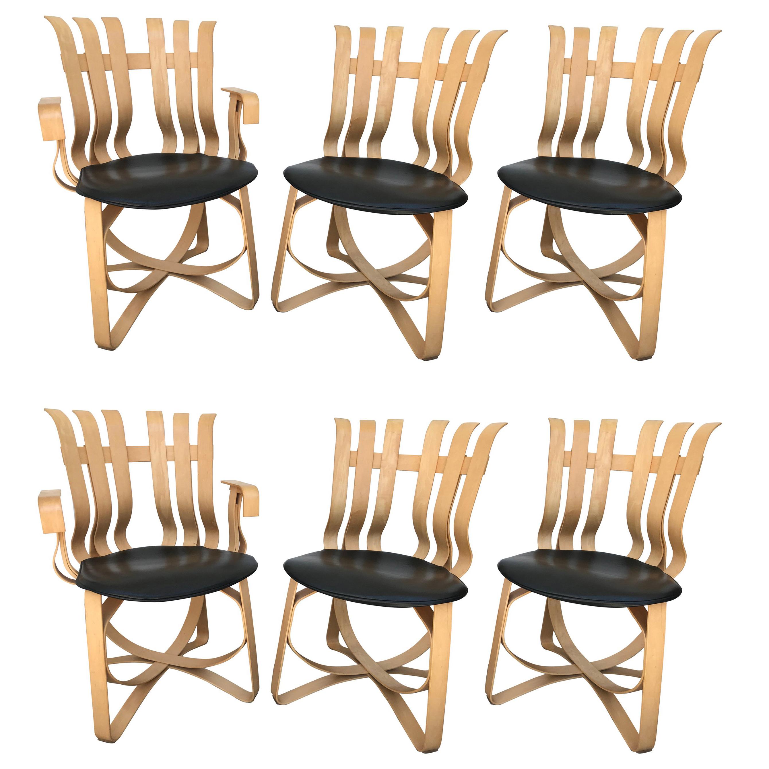 Set of Four Dining and Two Captain Hat Trick Chairs by Frank Gehry for Knoll