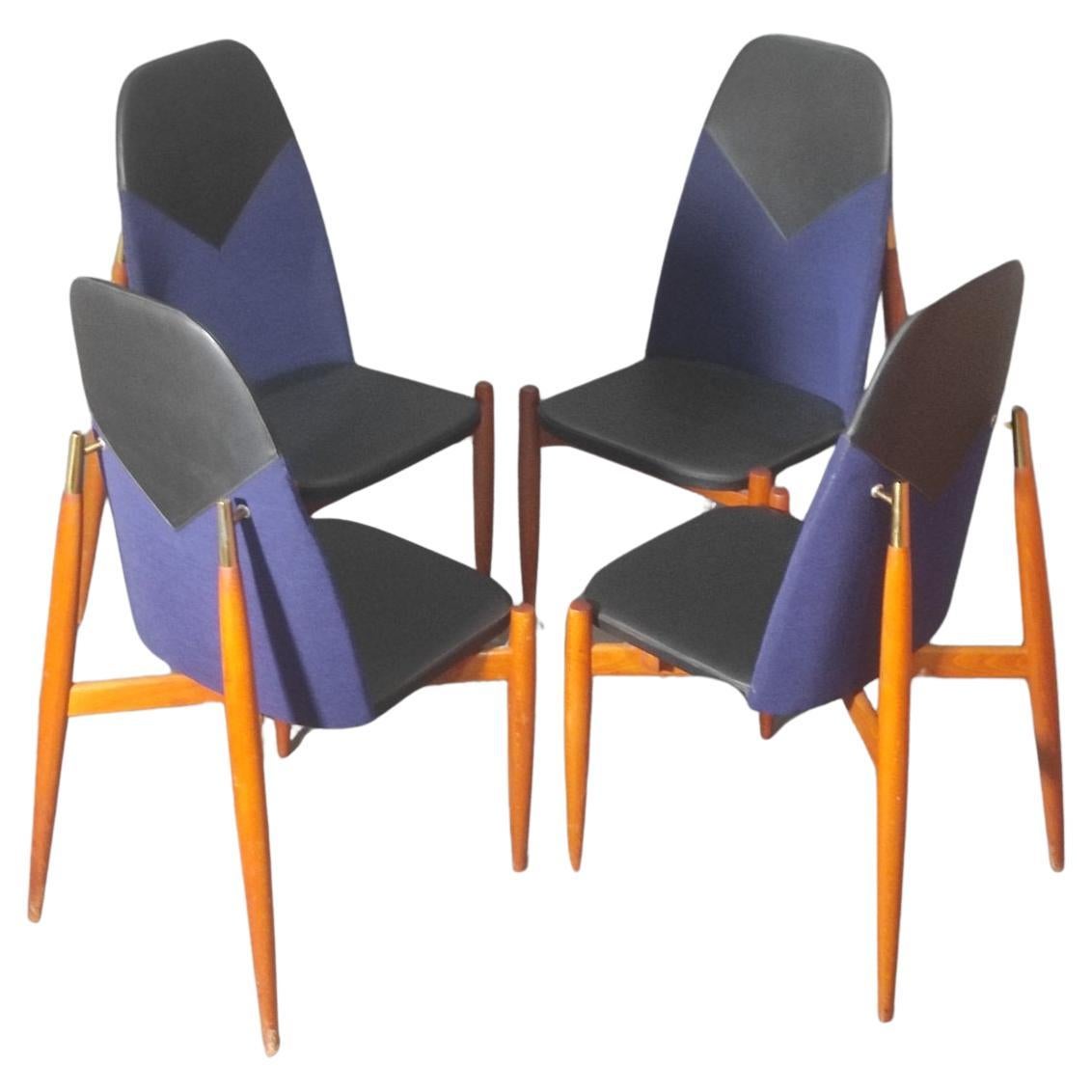 Ensemble de quatre chaises de salle à manger par Miroslav Navratil 1960s en vente