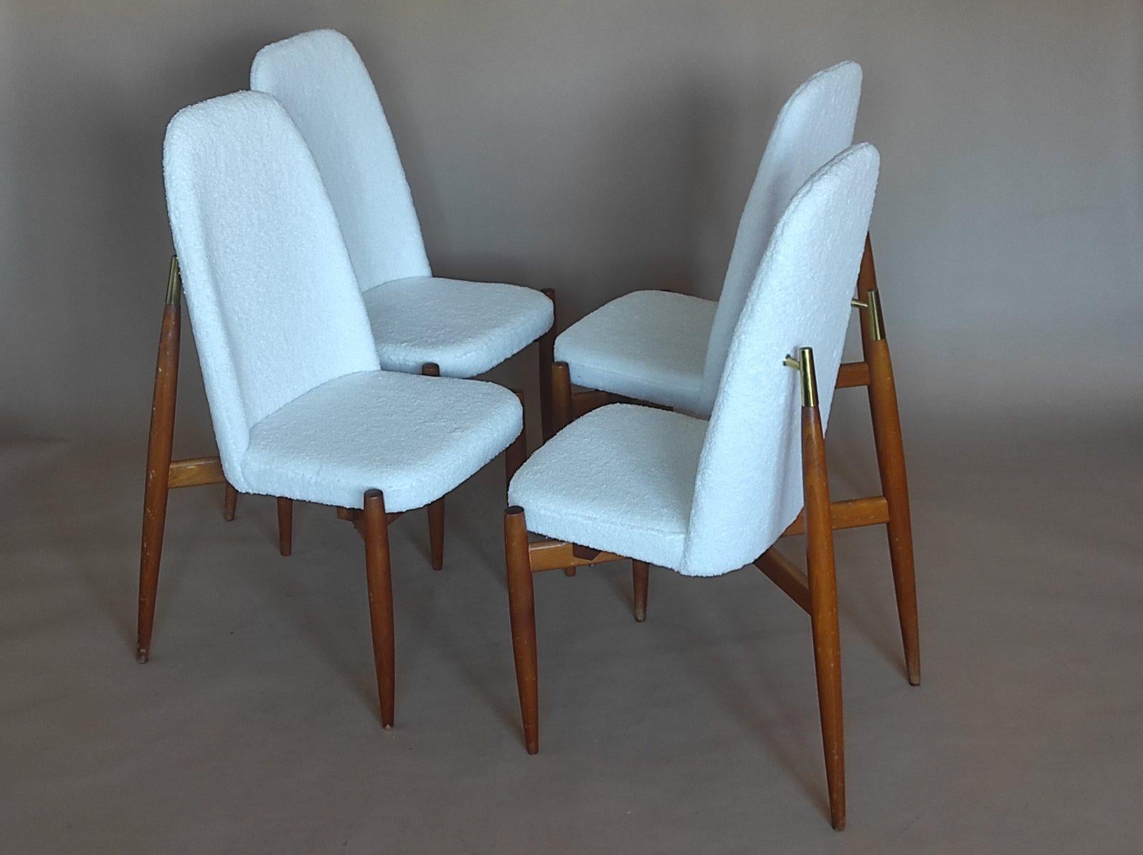 Juego de cuatro sillas de comedor de Miroslav Navratil Años 70 Moderno de mediados de siglo en venta