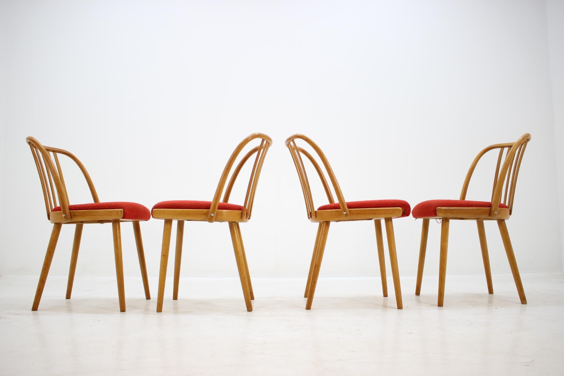 Wood Set of Four Dining Chairs or Antonín Šuman, 1960s For Sale