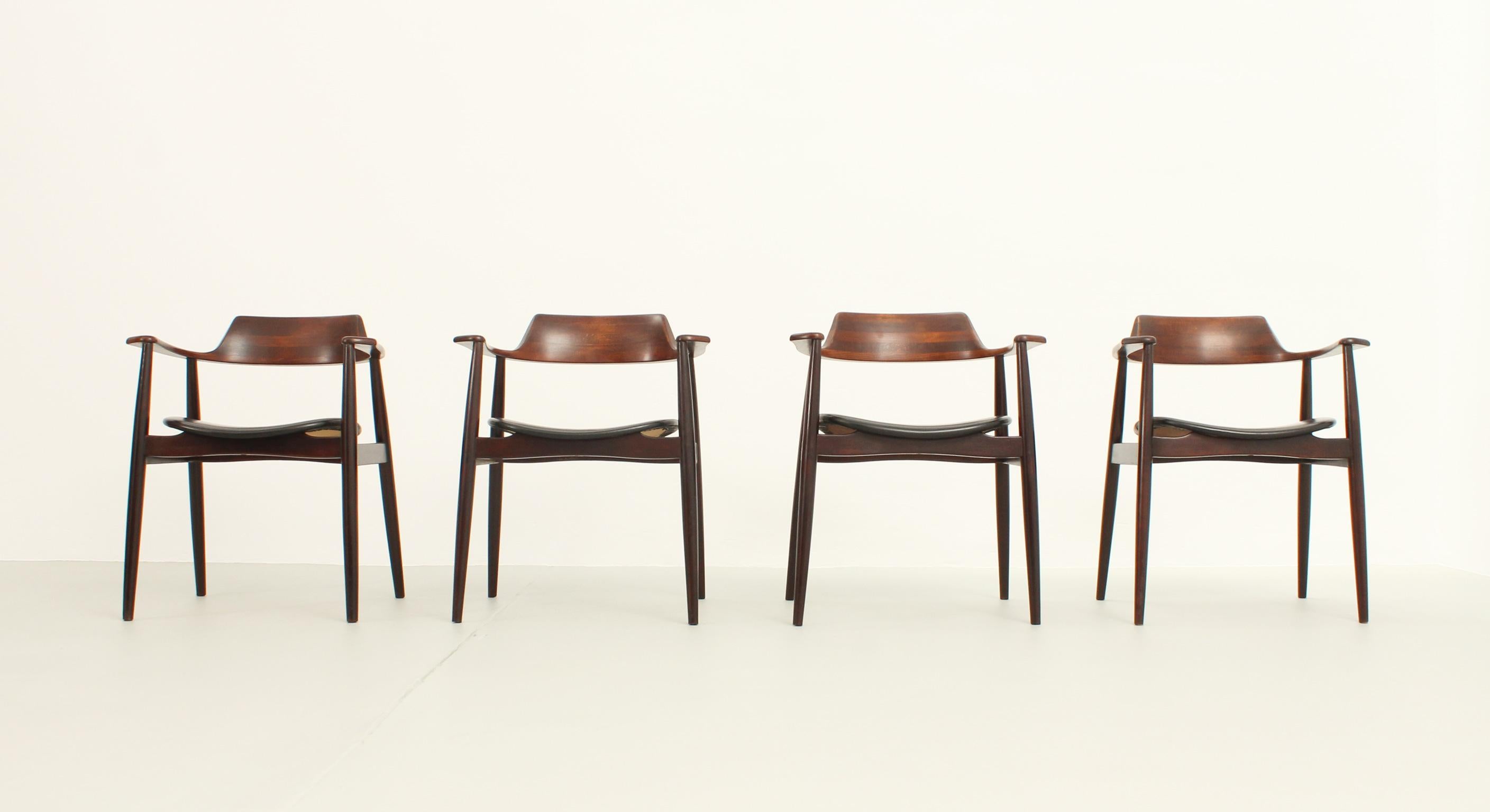 Spanish Set of Four Dining Chairs by AG Barcelona, Spain, 1960's