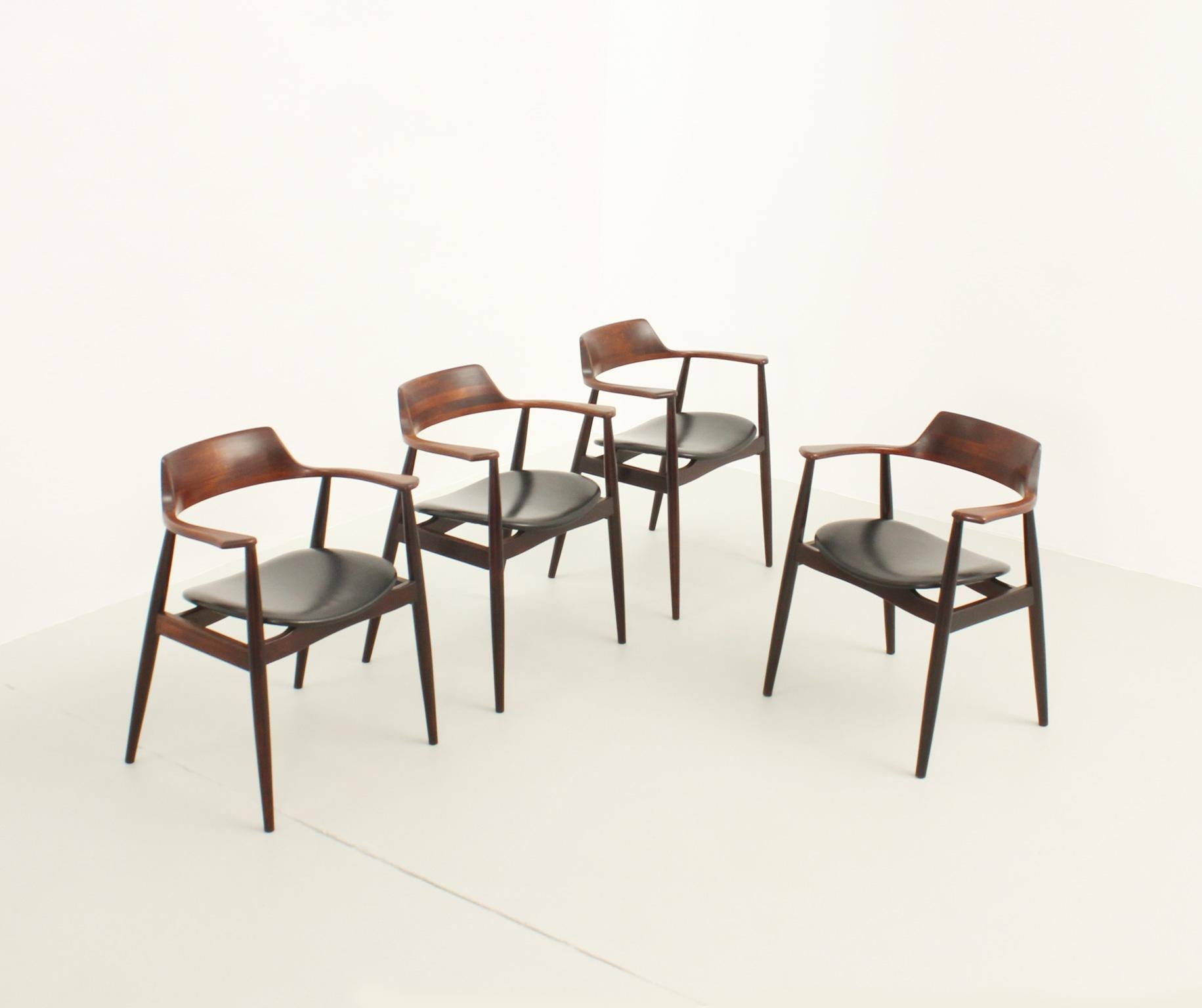 Mid-20th Century Set of Four Dining Chairs by AG Barcelona, Spain, 1960's