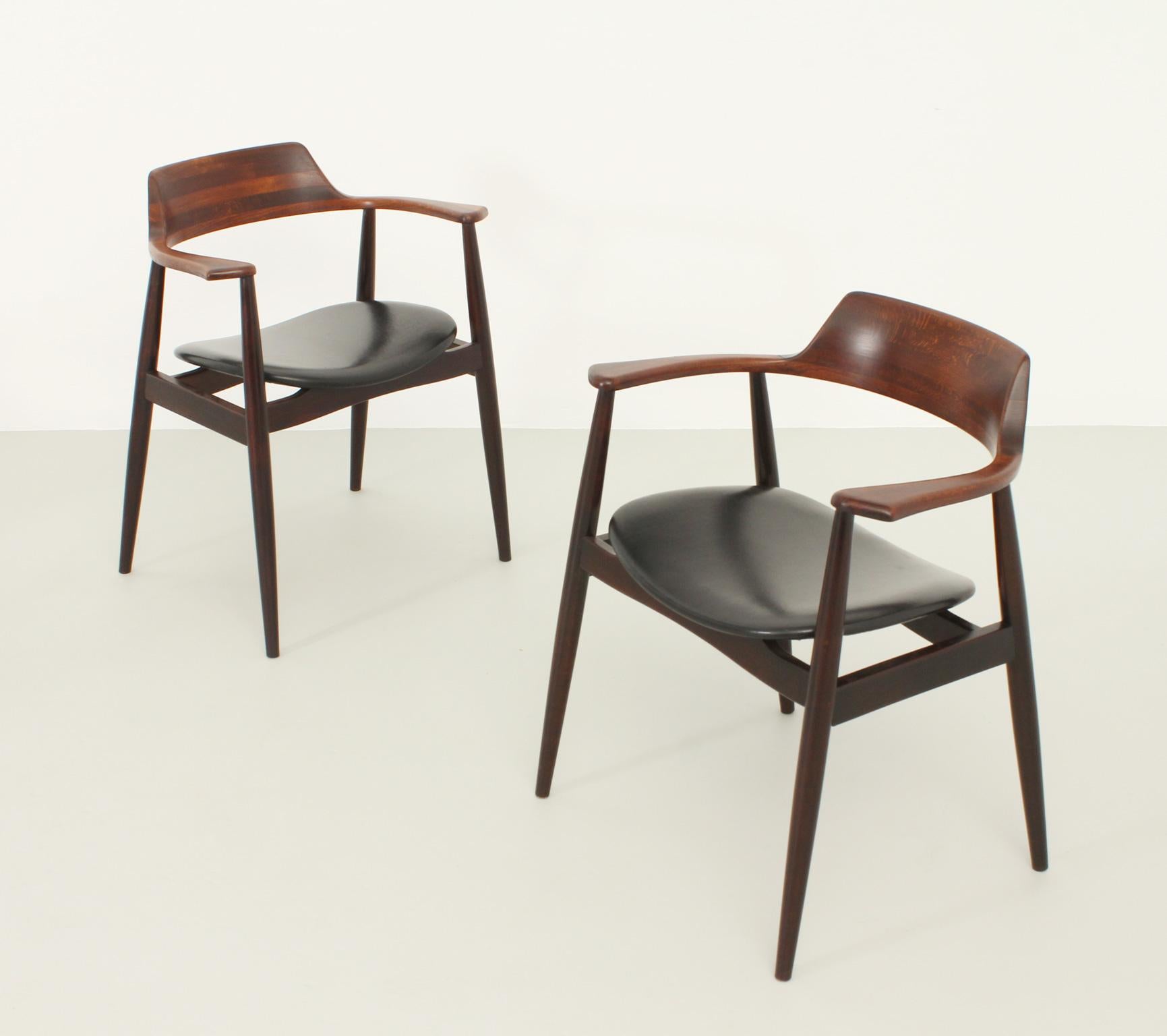 Elm Set of Four Dining Chairs by AG Barcelona, Spain, 1960's