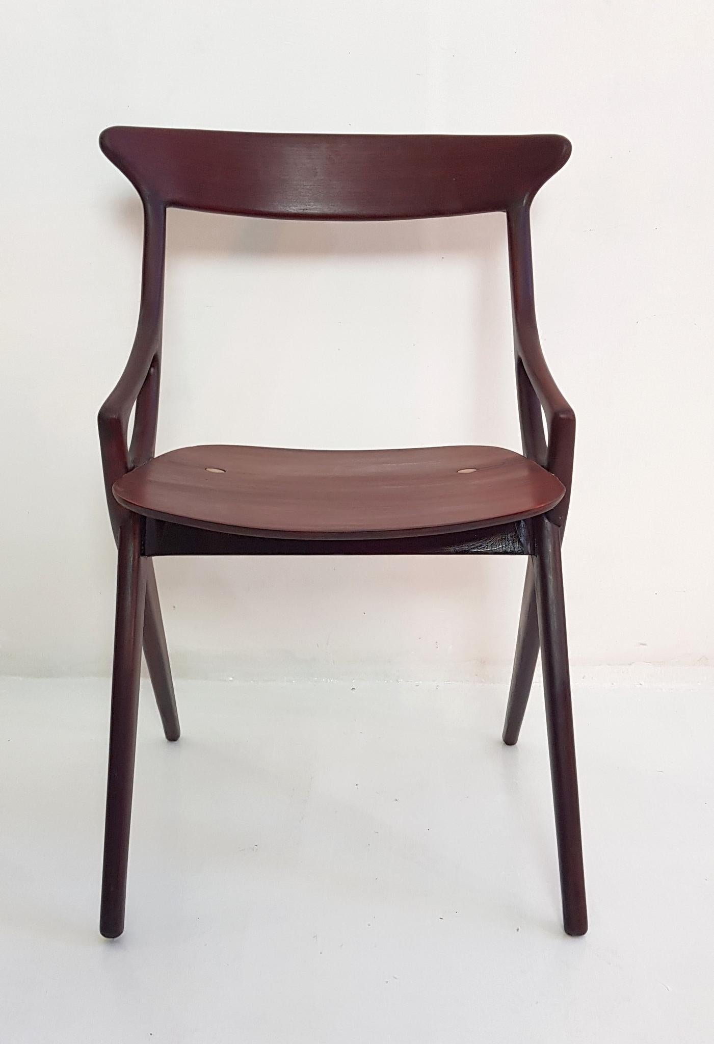 Set of 4 Dining Chairs by Arne Hovmand Olsen for Mogens Kold Denmark 1959 In Good Condition In Albano Laziale, Rome/Lazio
